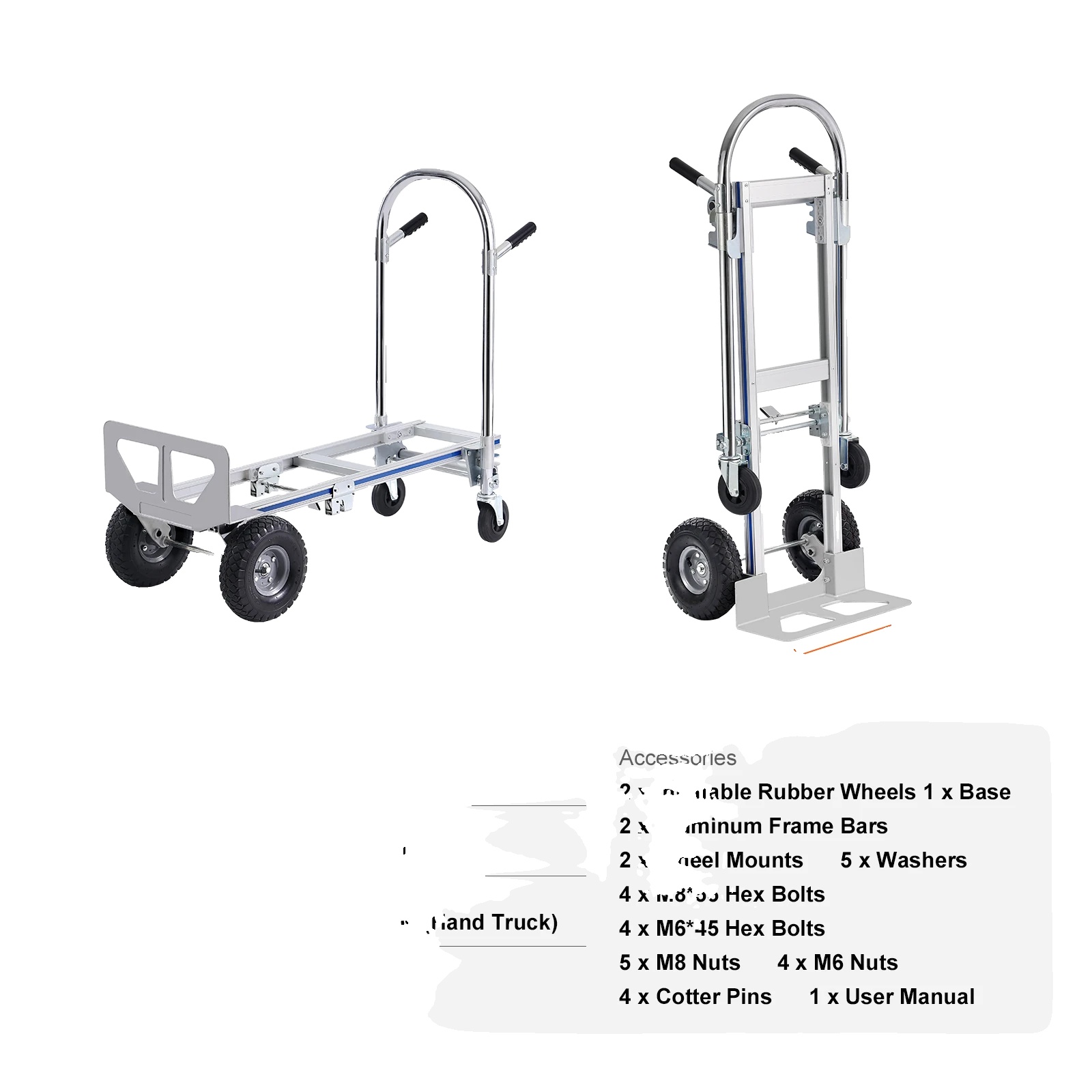 Handwagen, Schwerlast, Zusammenklappbares Design, 800 Lbs