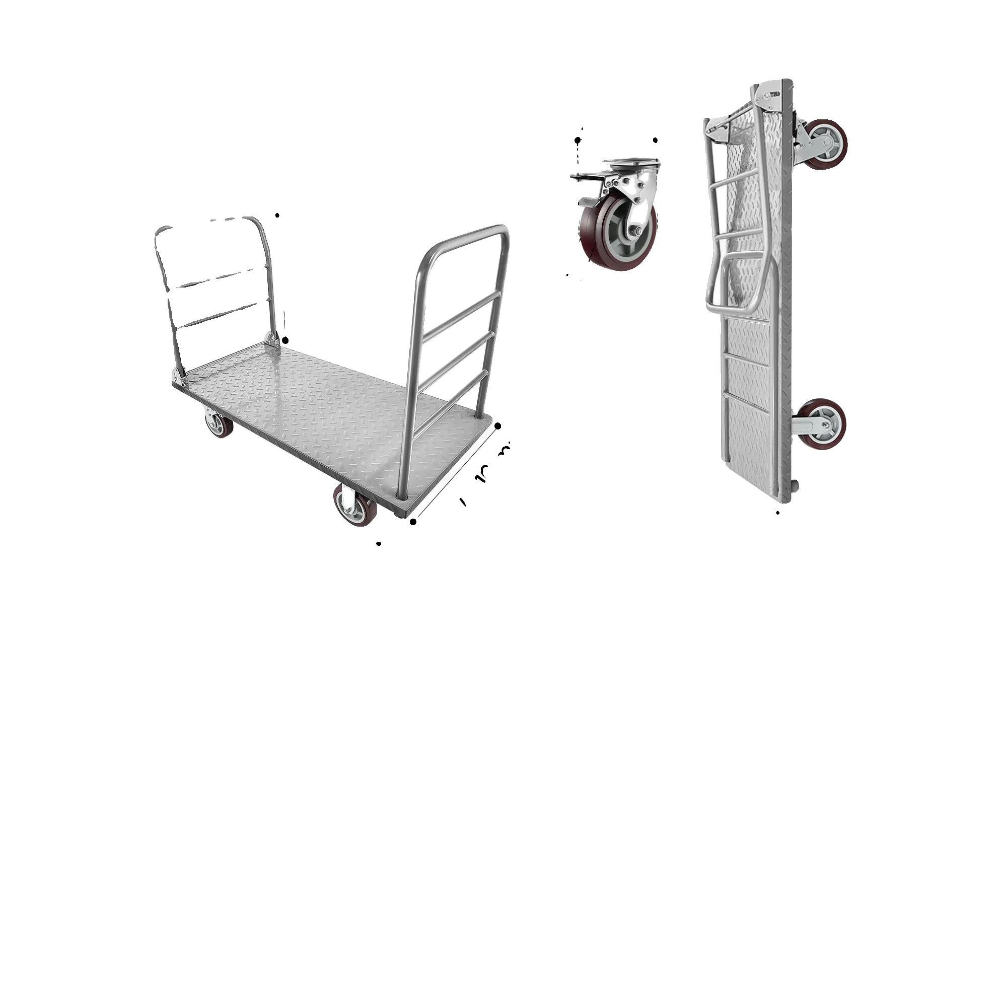 Plattformwagen, 1200 Kg Tragfähigkeit, Faltbares Design, 2650lbs