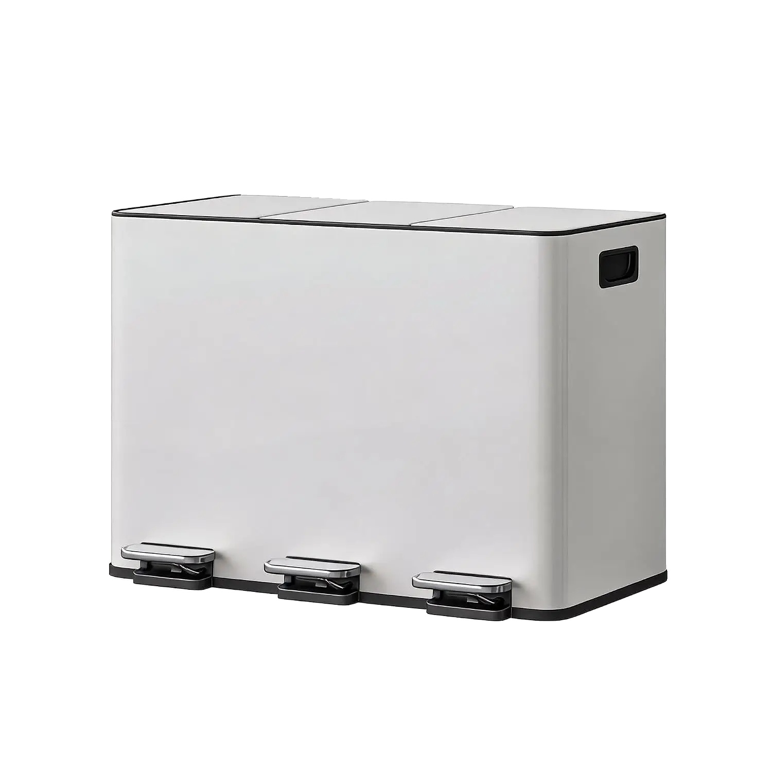 Recyclingbehälter, 3 Fächer, Hands-free-betrieb, Weiss