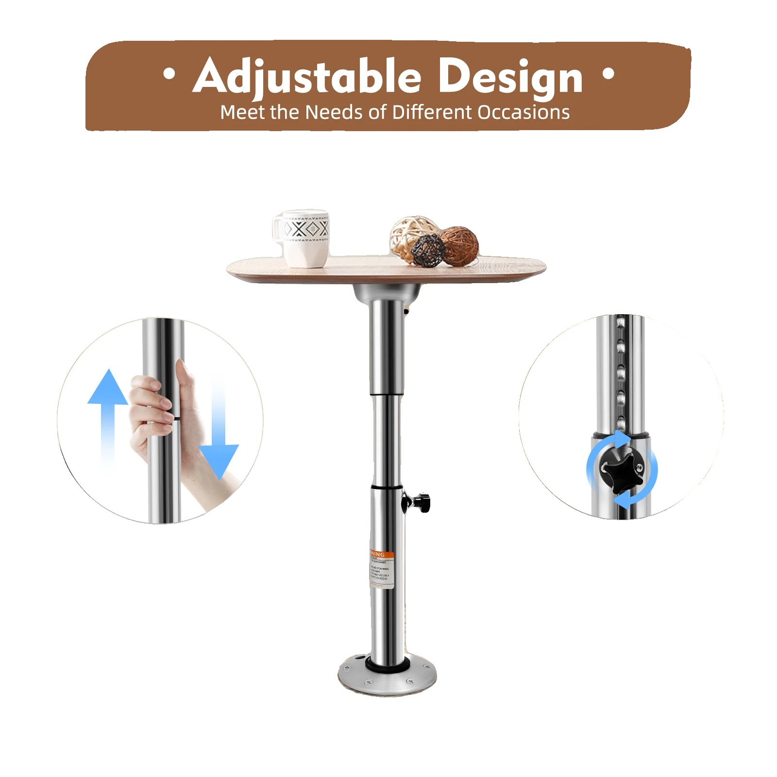 Tischständer, Aluminium + Abs-material, Maximalhöhe: 72 Cm / 28,35 Zoll, Minimalhöhe: 56,5 Cm / 22,24 Zoll, Außendurchmesser Des Rohrs: 6 Cm / 2,4