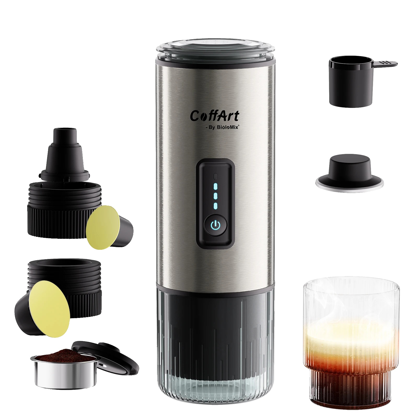 Tragbare Kaffeemaschine, Kompatibel Mit Nespresso- Und Dolce-pads, Usb-c, Silber