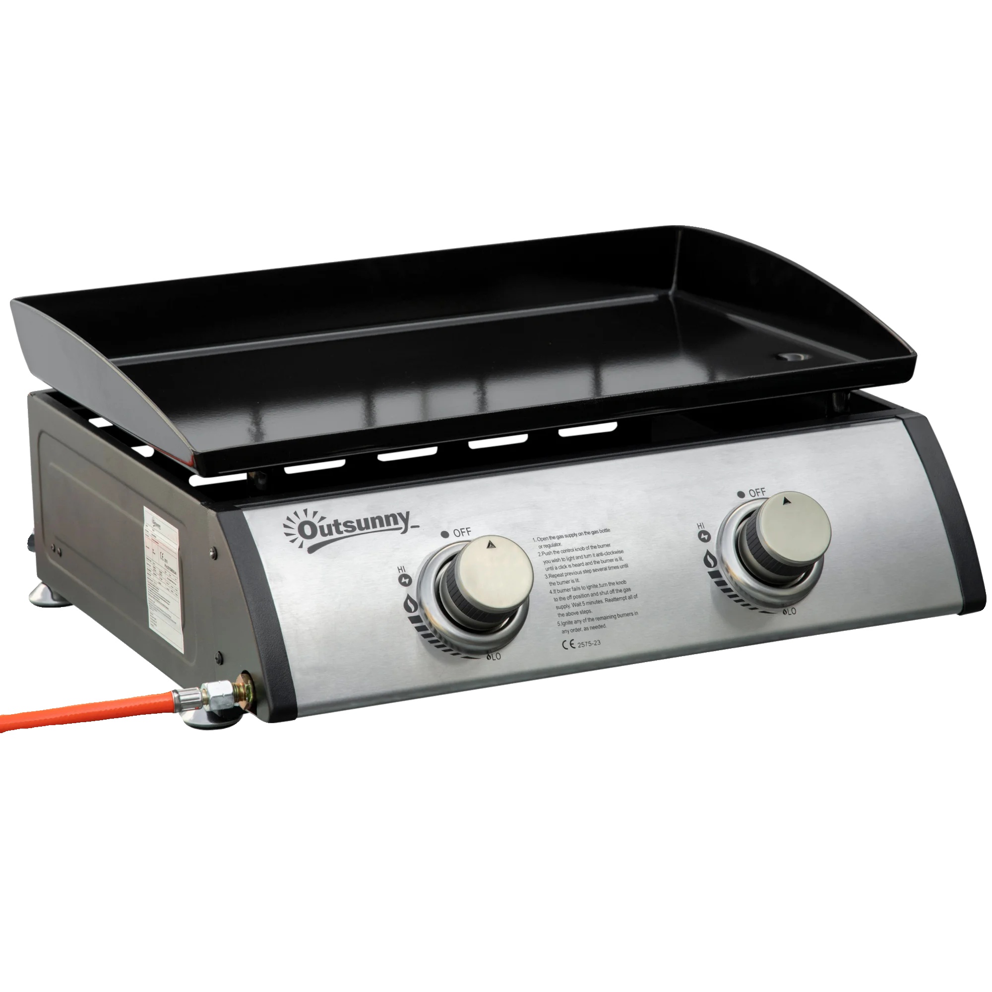 Gasgrill, 2 Brenner, Kompakt Und Leicht Zu Reinigen, Silber