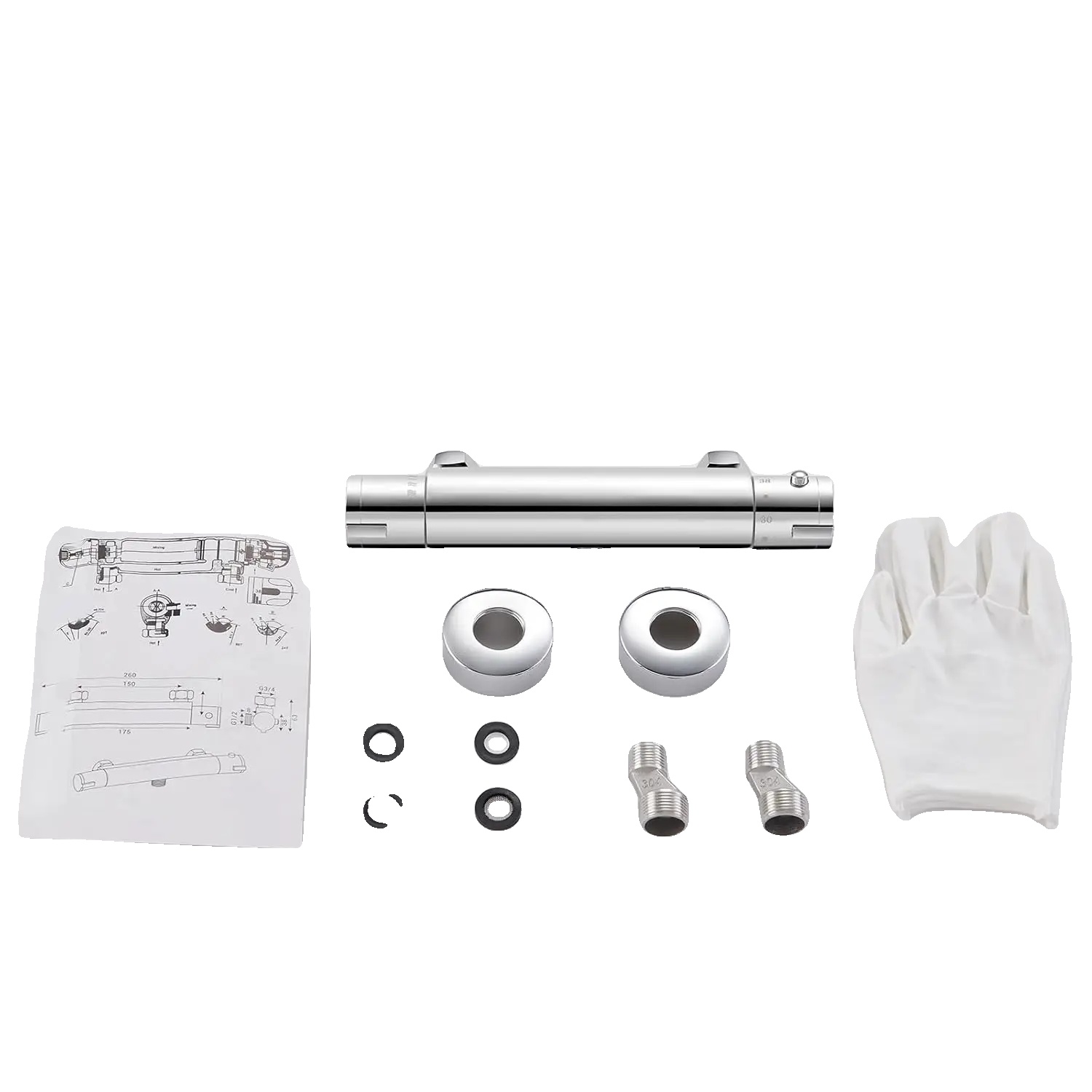 Duscharmatur, Thermostatsteuerung, Verbrühschutz, Silber, G1/2