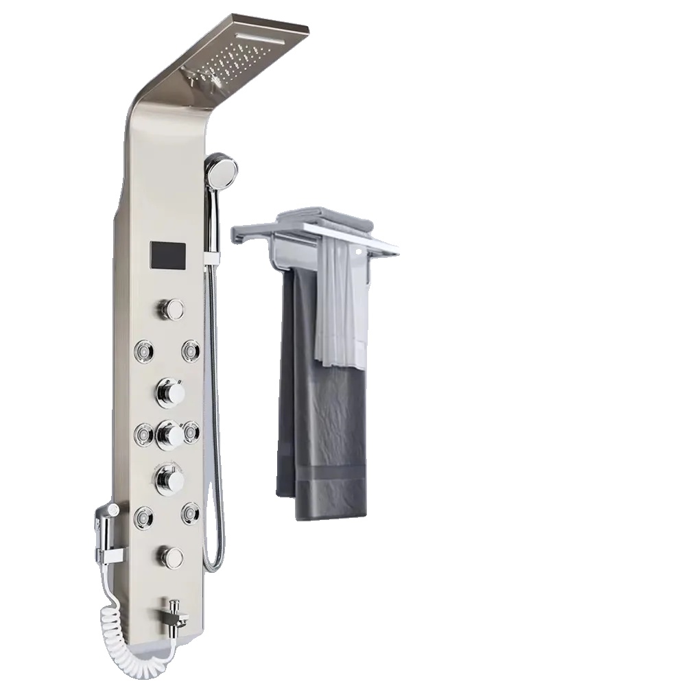 Duschpaneel, Dreigriffsystem, Integrierte Led-beleuchtung, Lt 8009 Nickel