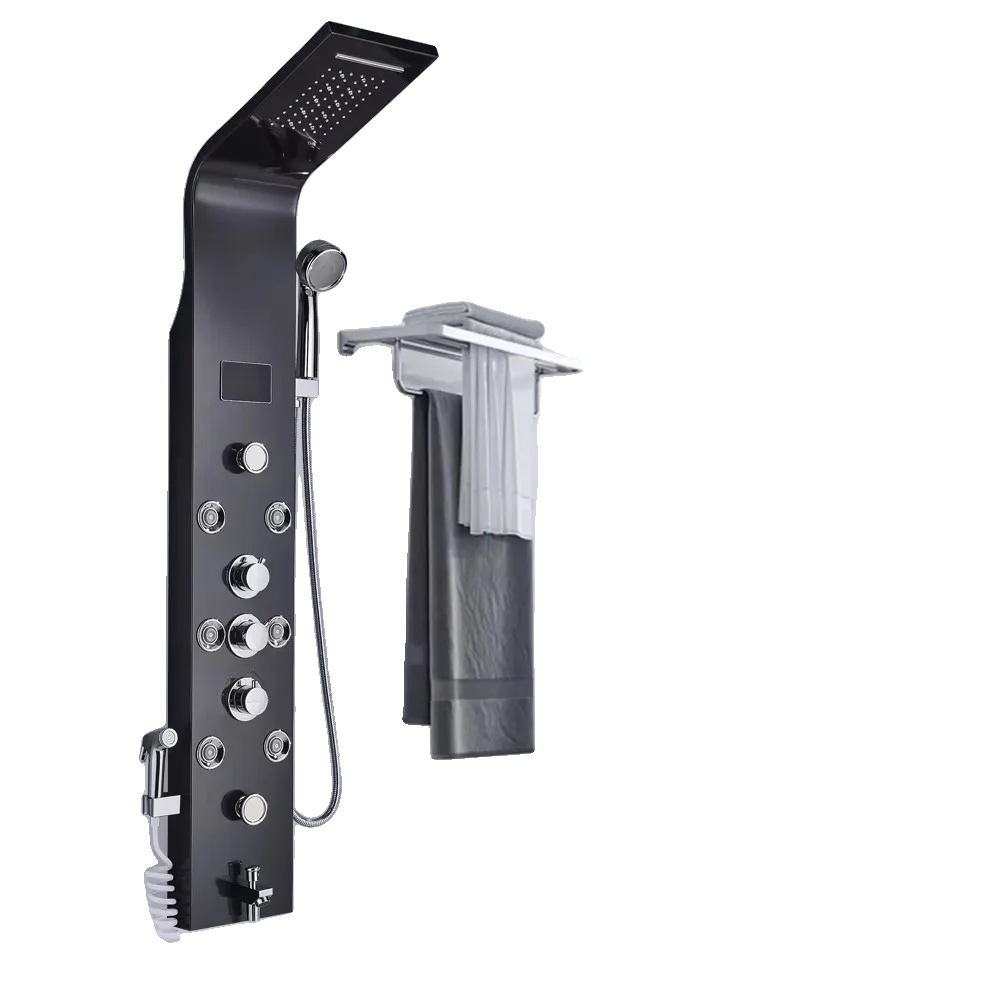 Duschpaneel, Dreigriffsystem, Integrierte Led-beleuchtung, Lt 8009 Schwarz