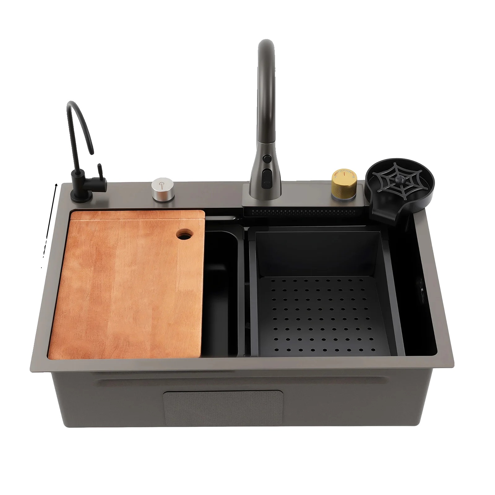 Küchenspüle, Edelstahl, Integrierter Wasserhahn Und Abflusskorb, Silber