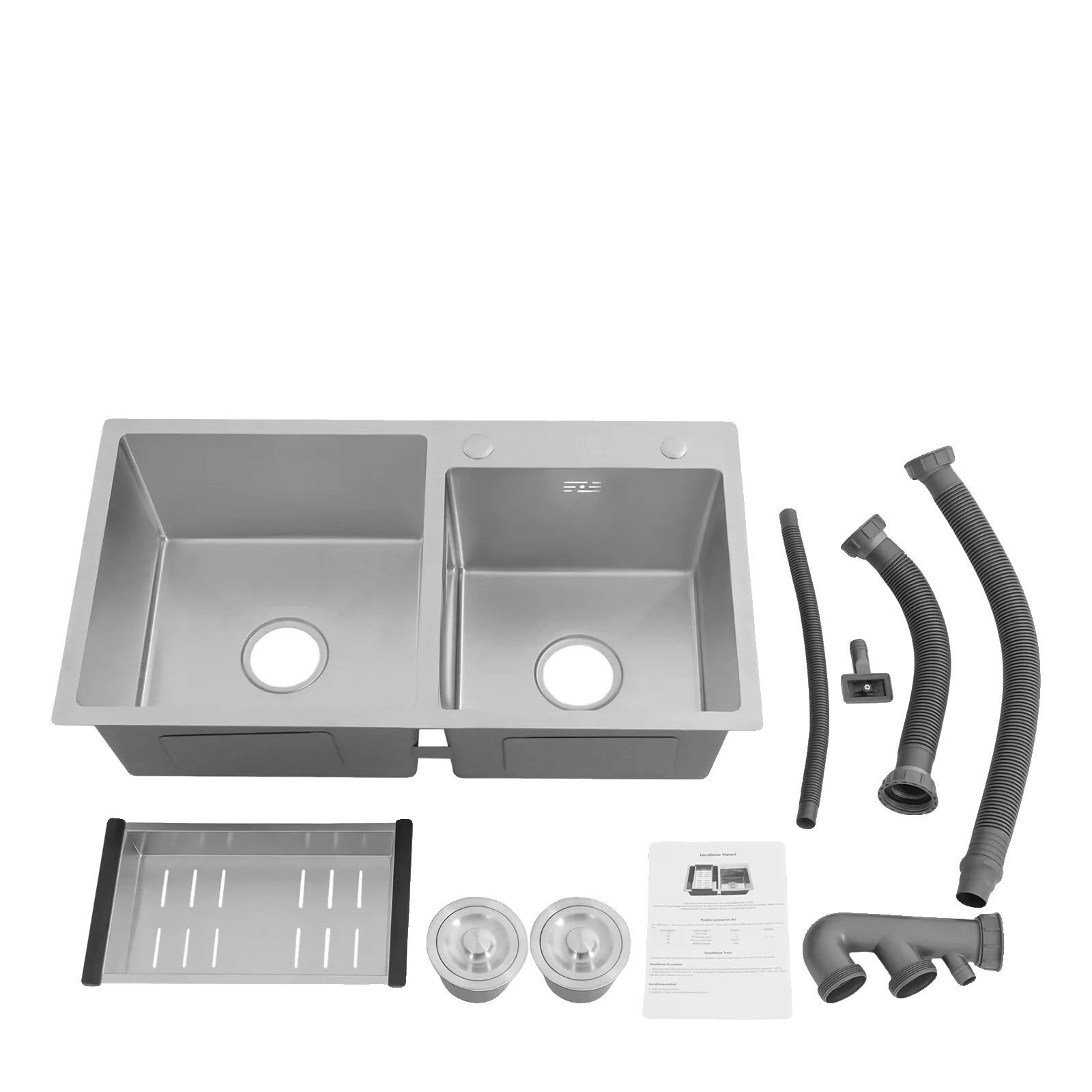 Küchenspüle, Edelstahl, Doppelbecken-design, Silber
