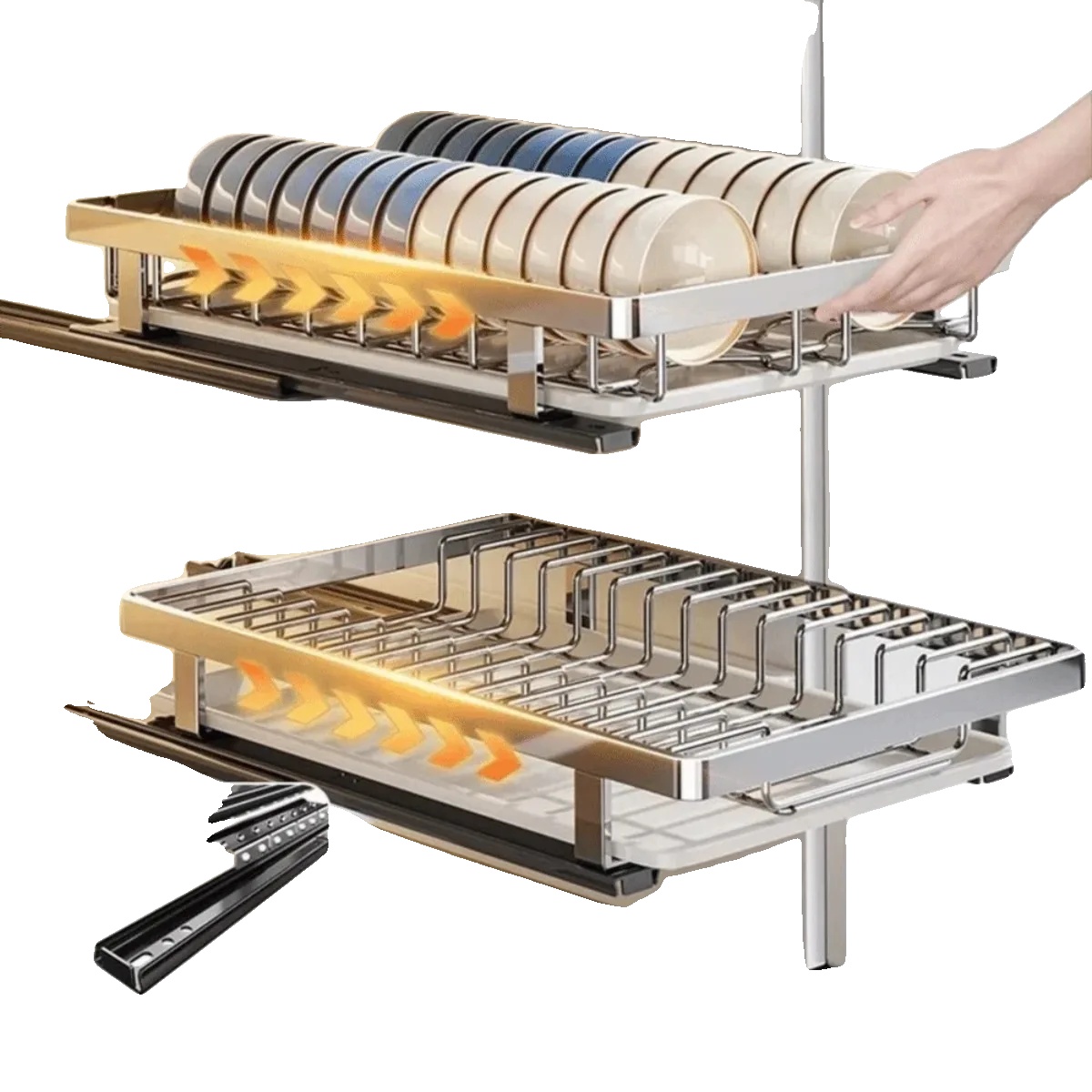 Geschirrabtropfgestell, Ausziehbares Design, Platzsparende Organisation, 2stück