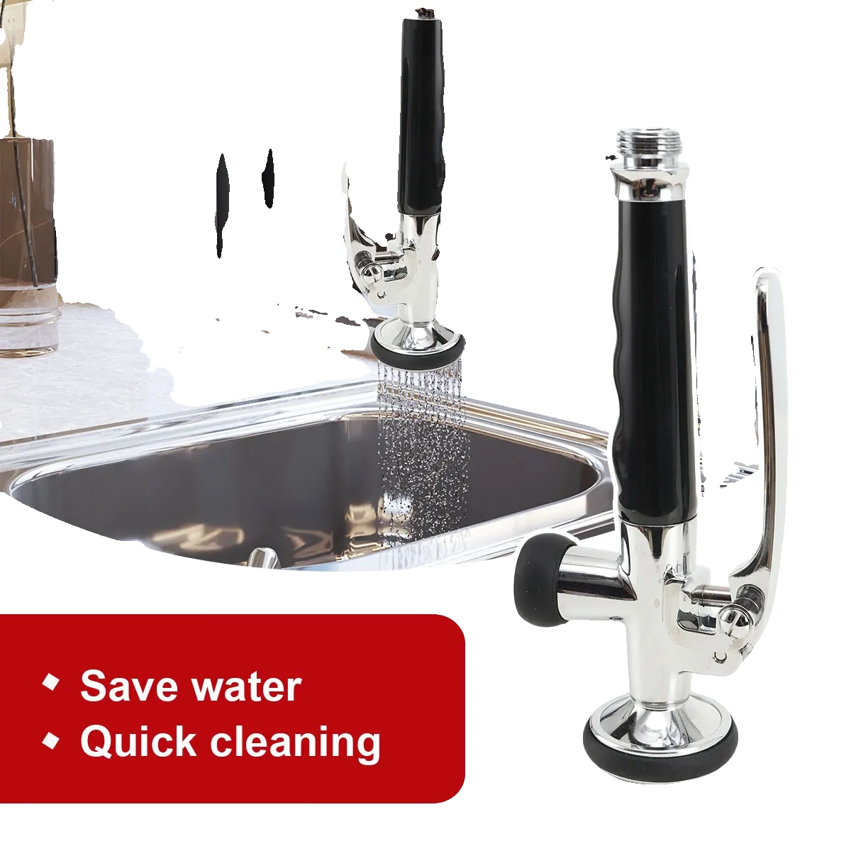 Vorflecken-faucet-sprayer, G1/2" Anschluss, Messingkörper, 360-grad-schwenk, Abs-griff, Edelstahl-schlauch