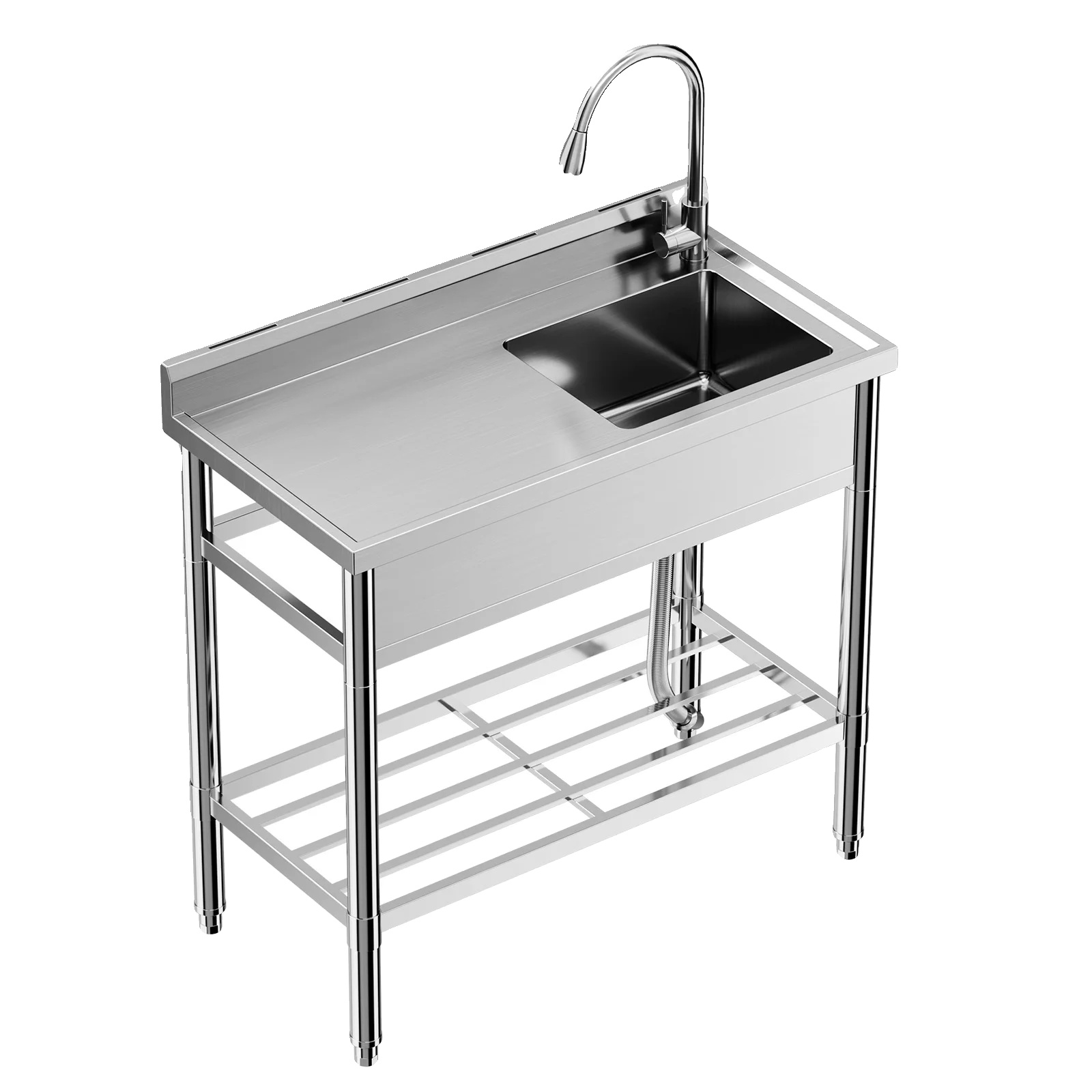 Gewerbliche Küchenspüle, 39 X 20 X 37 Zoll, Edelstahl, Nsf-zertifiziert, Einzelbecken, 2 Wasserhahnlöcher