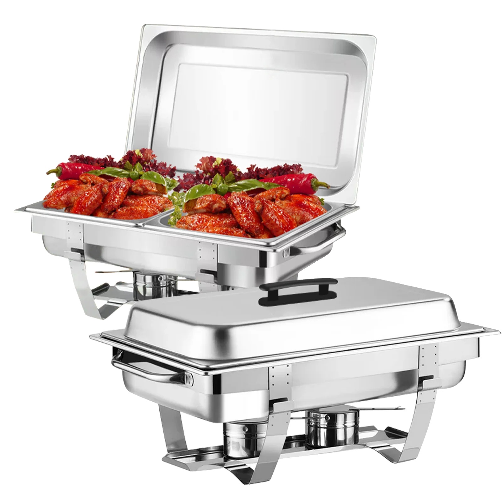 Chafing-dish-set, Lebensmittelgeeignetes Edelstahl, 23 X 14 X 12 Zoll, 9 L Kapazität, 2 Teile, Rechteckige Form