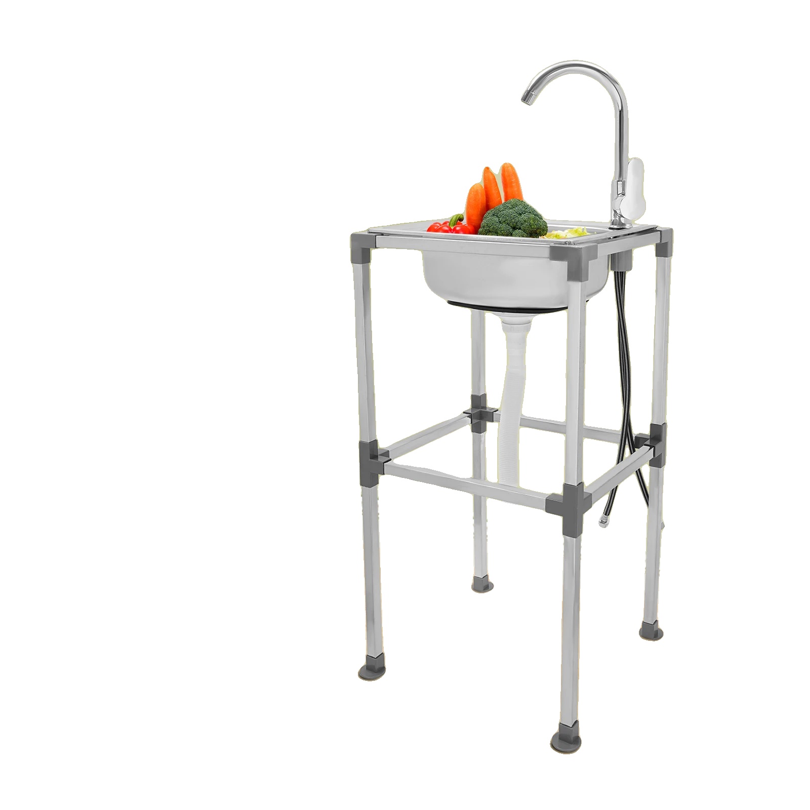 Edelstahlspüle, 201 Material, 14,96 X 12,99 X 29,53 Zoll, Einzelbeckenstil, 60 Kg Tragfähigkeit, 75 Cm Ablaufrohr