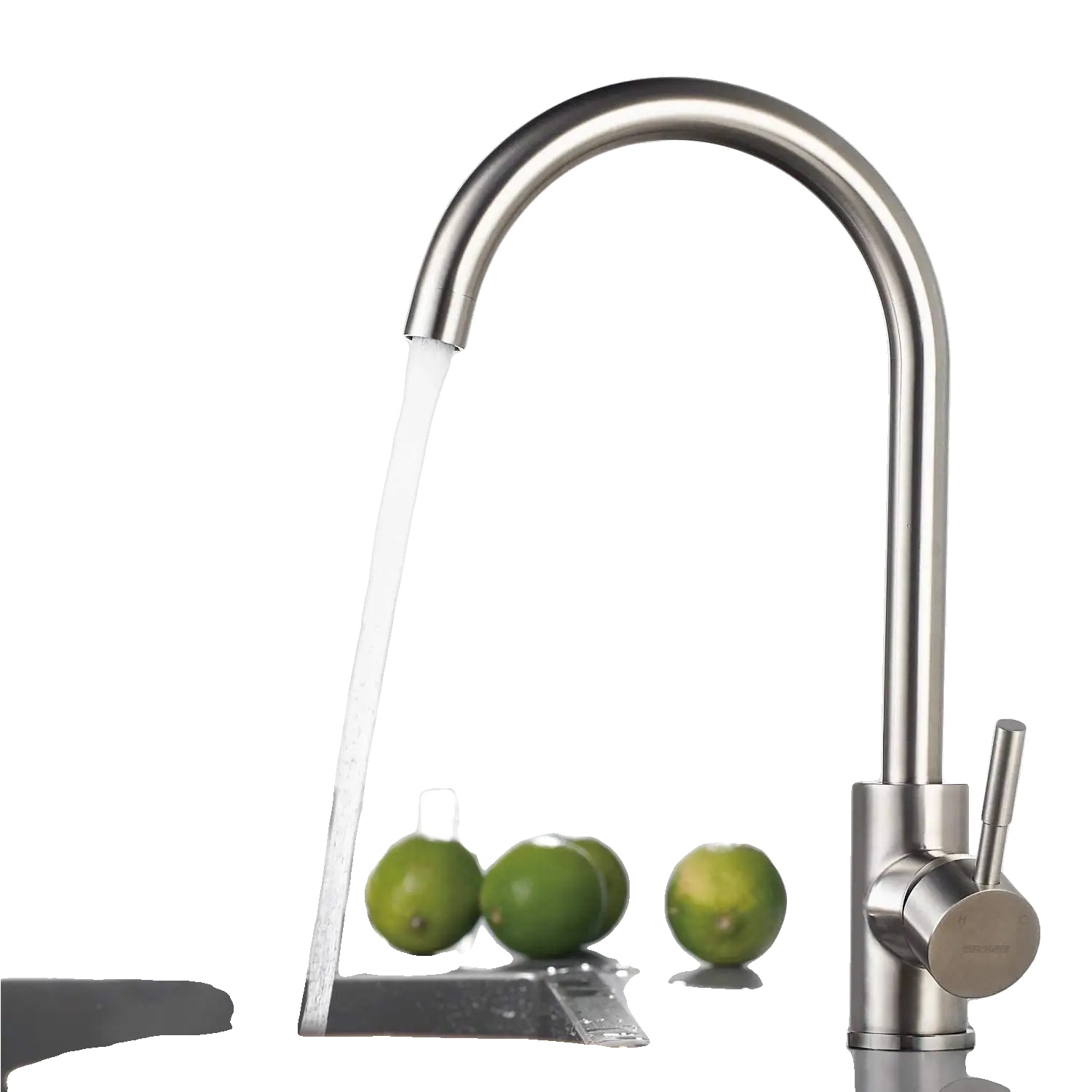 Waschbeckenarmatur, 304 Edelstahl, 360° Drehung, Silber, Edelstahl