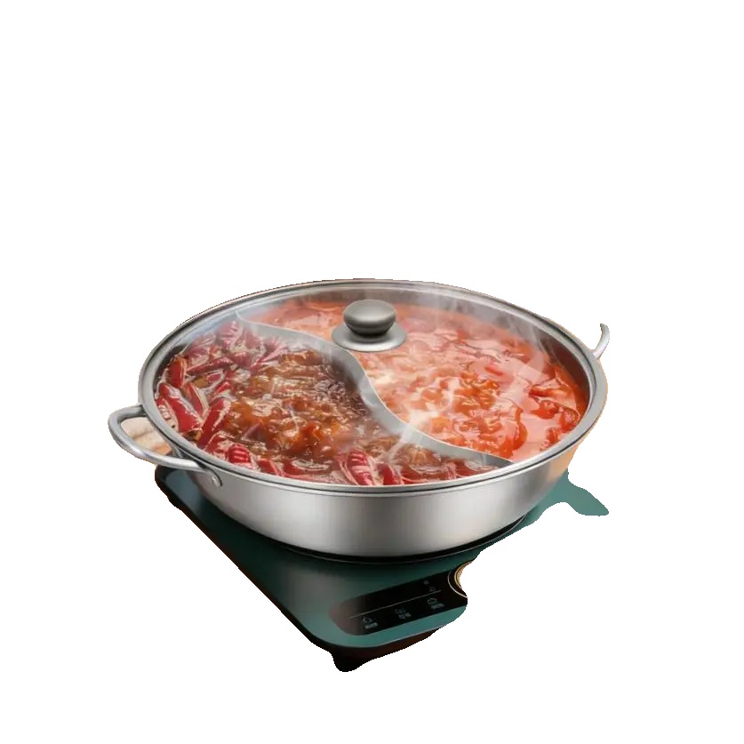 Doppelter Topf, 34 Cm Durchmesser, Edelstahlmaterial, Abnehmbarer Trenner, Durchsichtiger Ventildeckel, Induktionskompatibilität