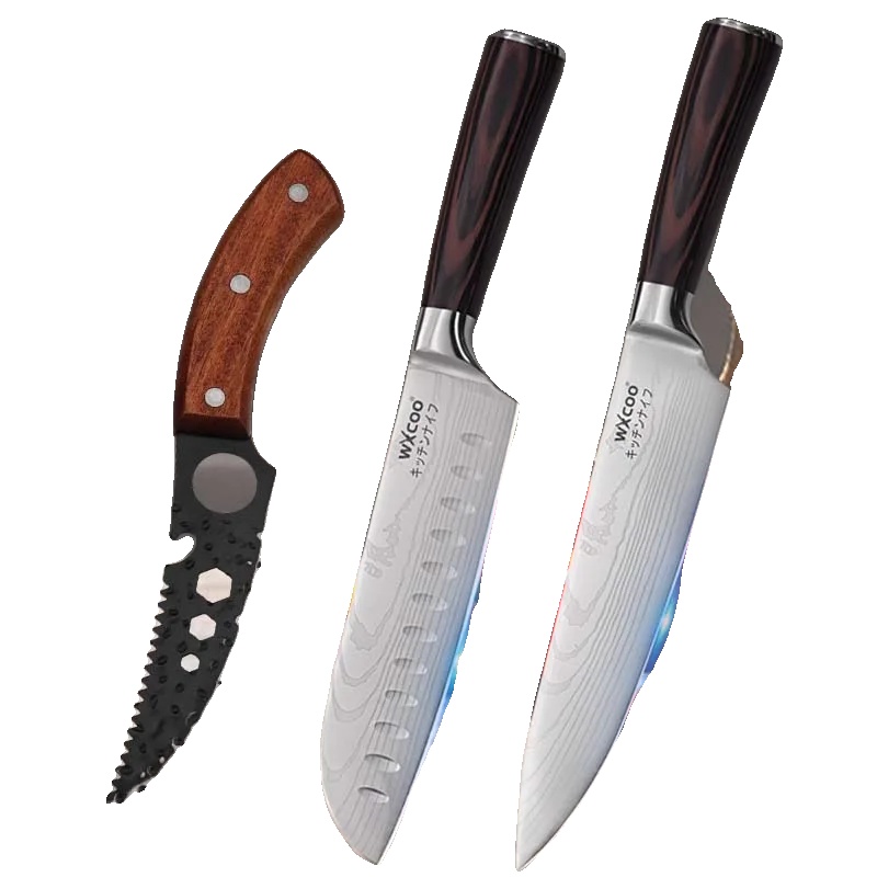 Küchenmesser, Edelstahl, Ergonomischer Griff, 3pcs