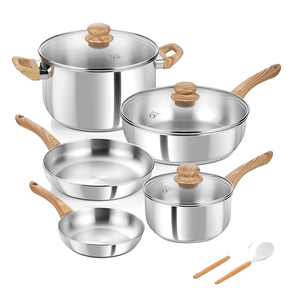 Kochgeschirrset, Edelstahl, Induktionsgeeignet, 10pcs