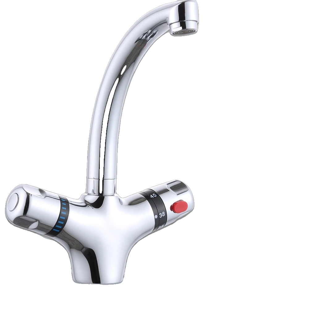 Küchenarmatur, Doppelgriff, Thermostatarmaturen, Silber
