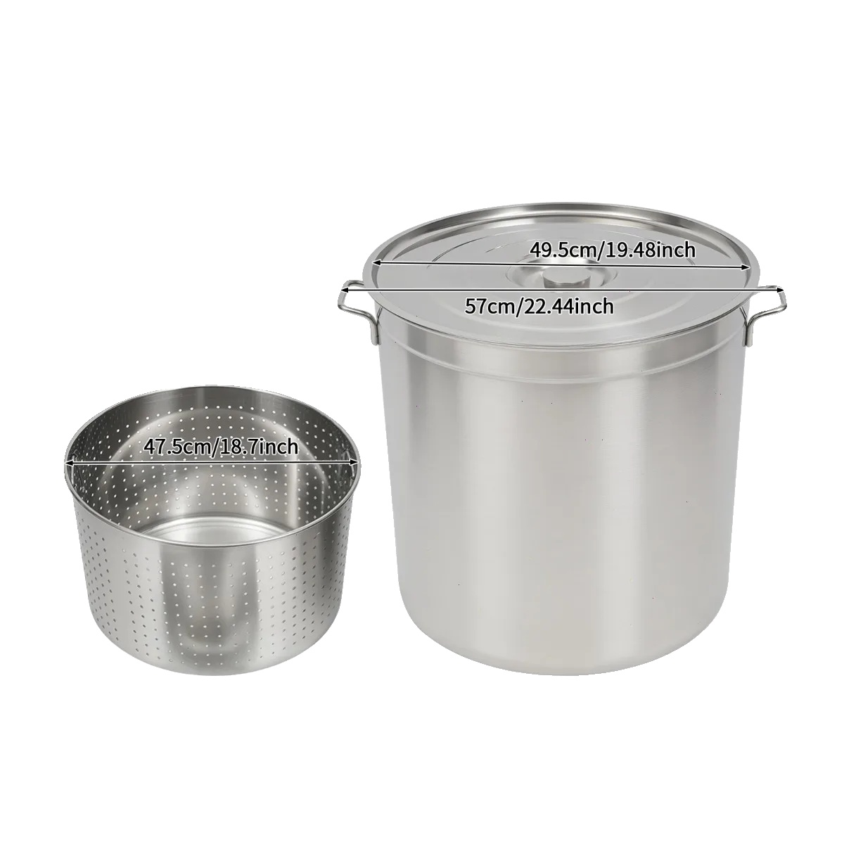 Suppentopf, 50l Fassungsvermögen, Inklusive Perforiertem Korb, Silber