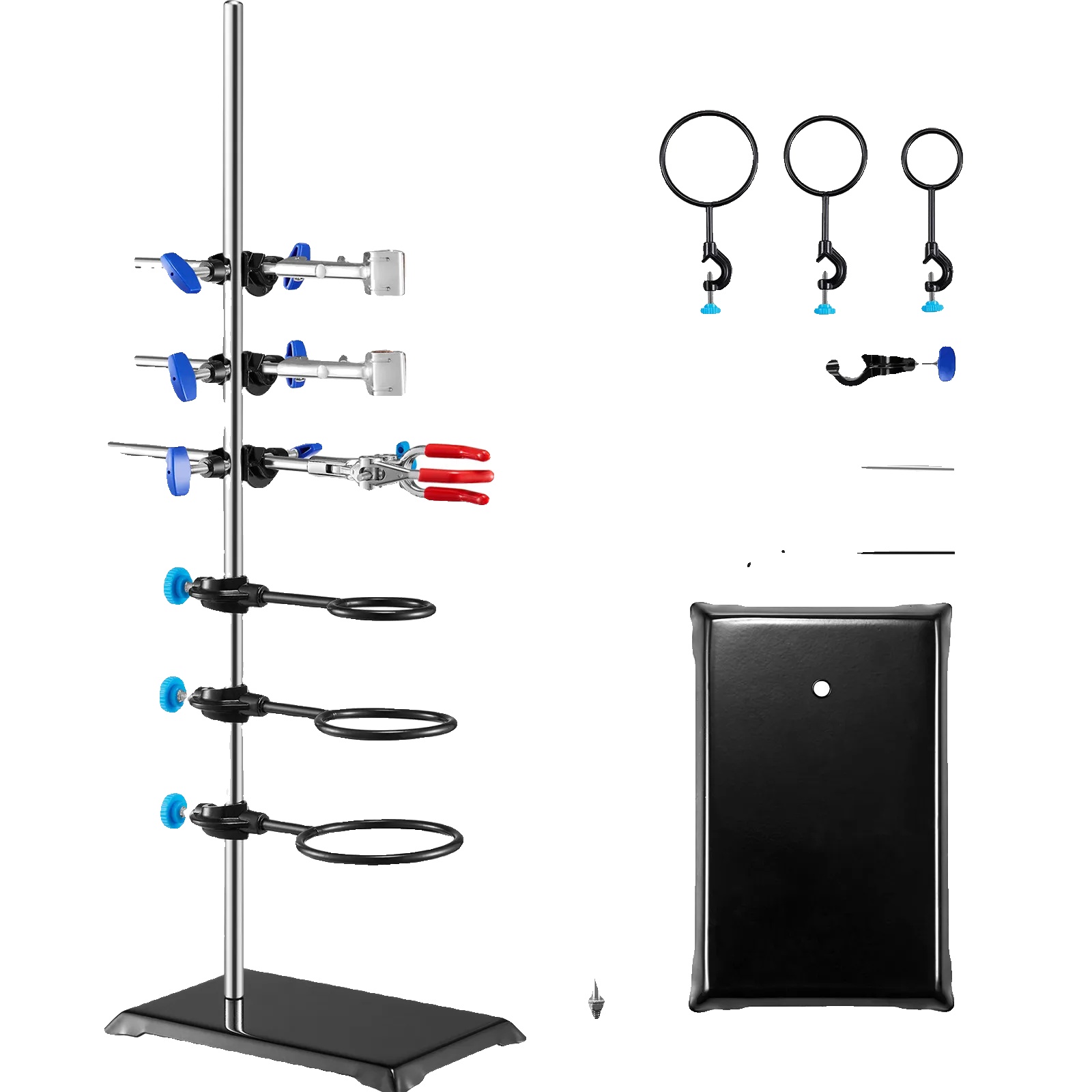 Laborstützständer, 60 Cm Höhe, 21 Cm Grundfläche, 1,67 Kg Gewicht, Verstellbare Klemmen, Retortenringe