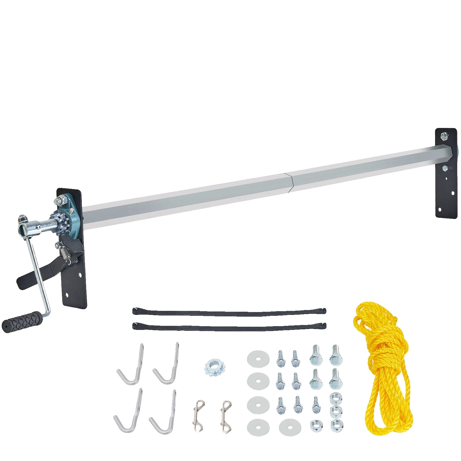 Handkurbel-plane-roller, Verstärktes Aluminiumlegierung, Maximale Länge 104 Zoll, Minimale Länge 64 Zoll, 7-zoll-schaumgriff, Rostbeständige