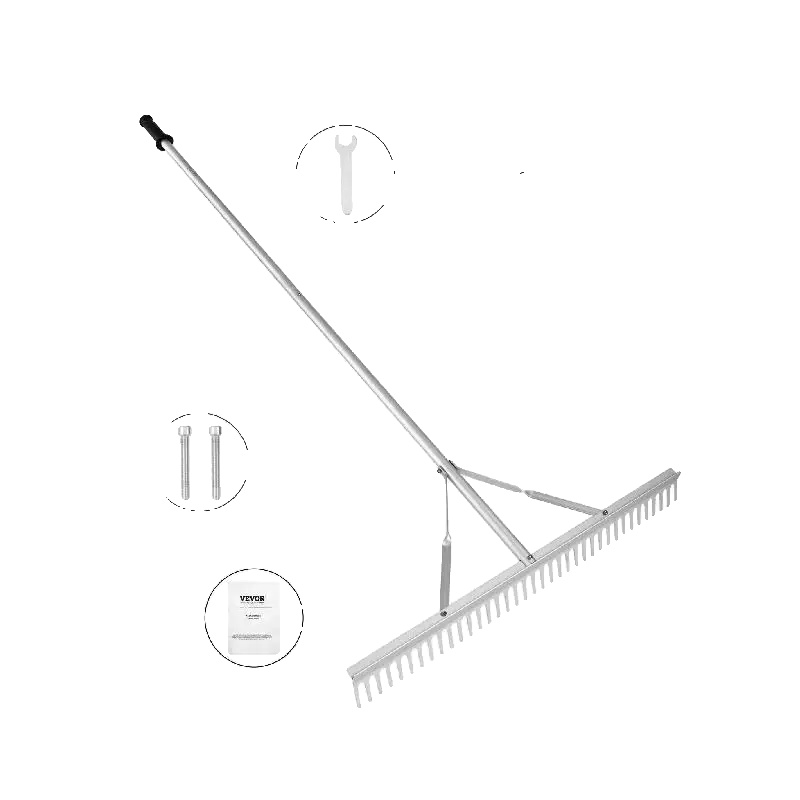 Landschaftsrechen, Aluminiumlegierung, 36,02" Rechenkopfgröße, 75" Stiellänge, 3,53 Lb Gewicht, 37 Zähne