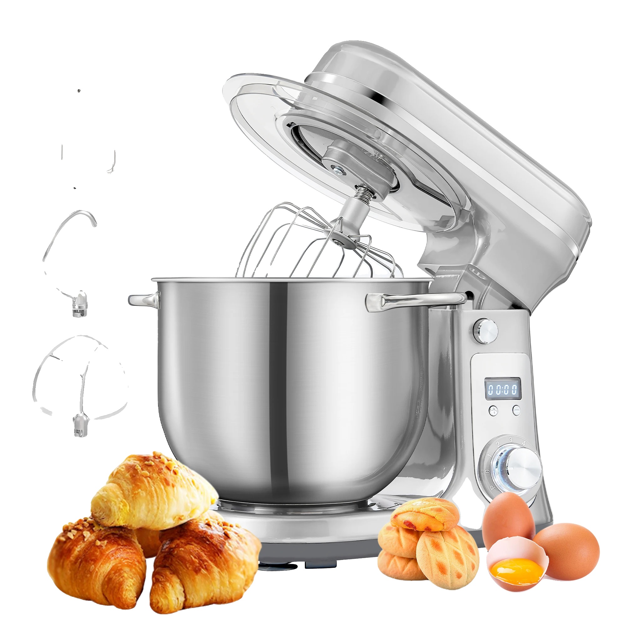 Standmixer, 6 Geschwindigkeitsstufen, Edelstahlschüssel, 6l Silber Bm-601, Eu