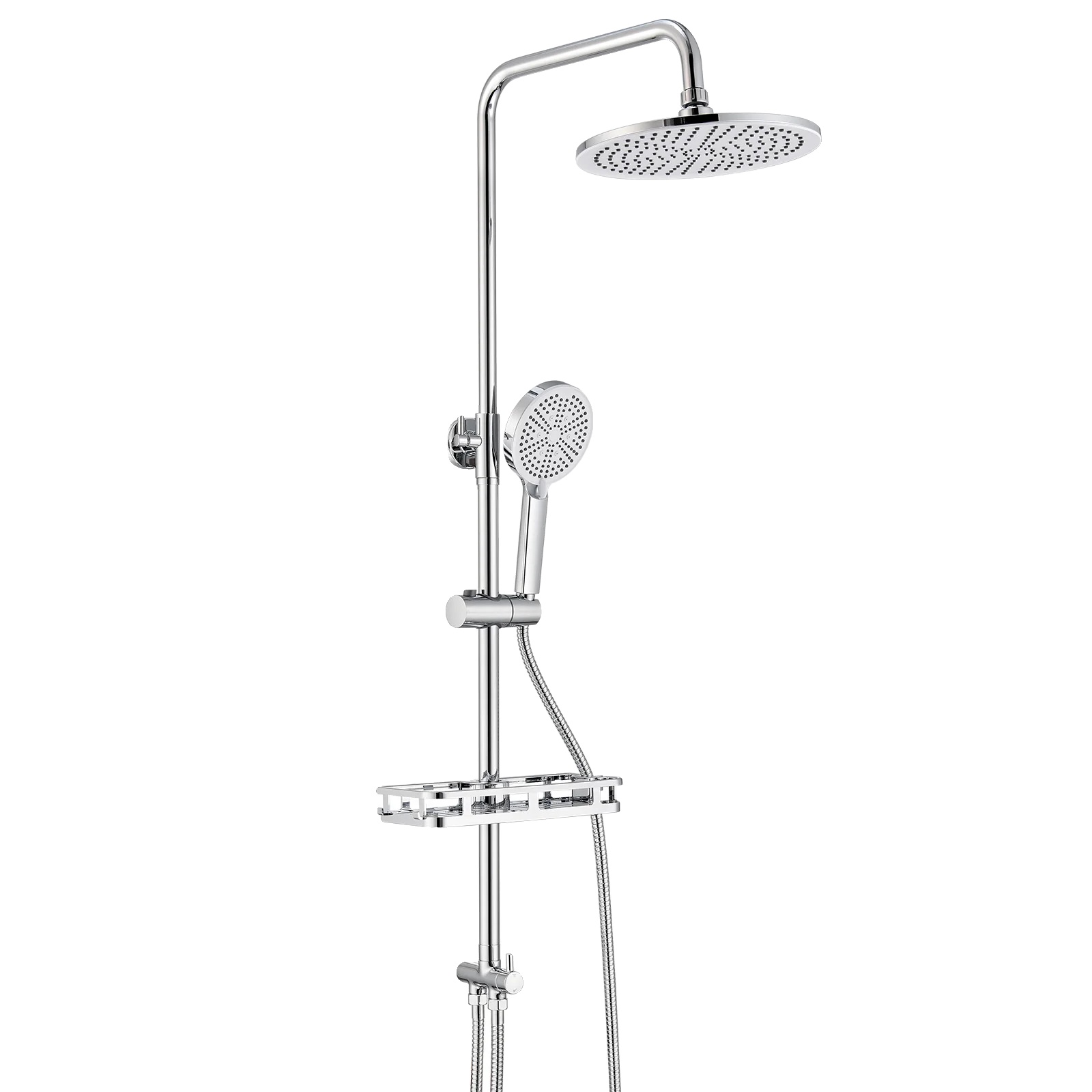 Duschsäule, 4-strahl Handbrause, Verstellbares Wandregal, Chrom, 72cm-110cm