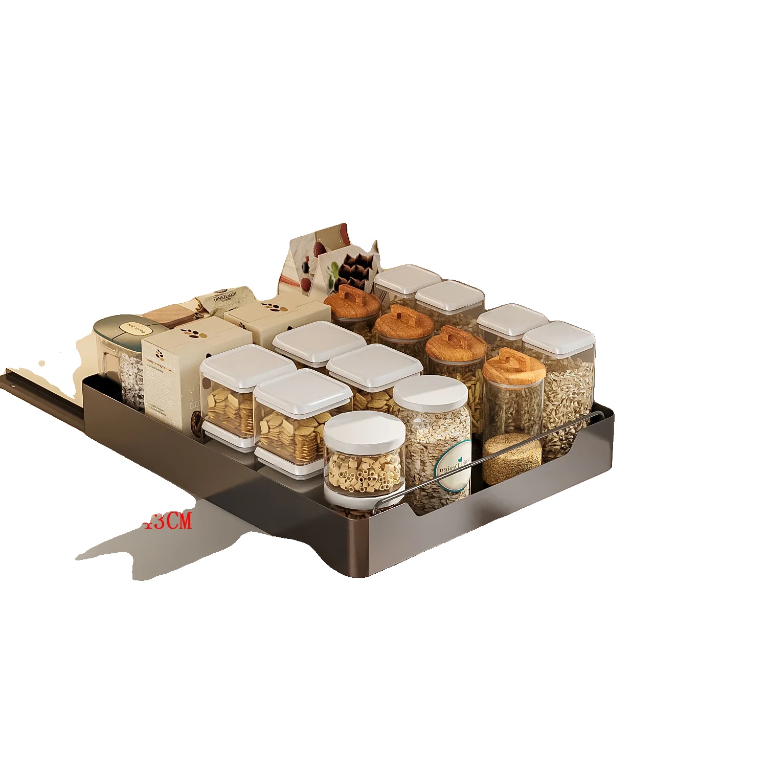 Ausziehbarer Schrankorganisator, Geräuschloser Schiebemechanismus, Robuste Bauweise, 40cm Breit