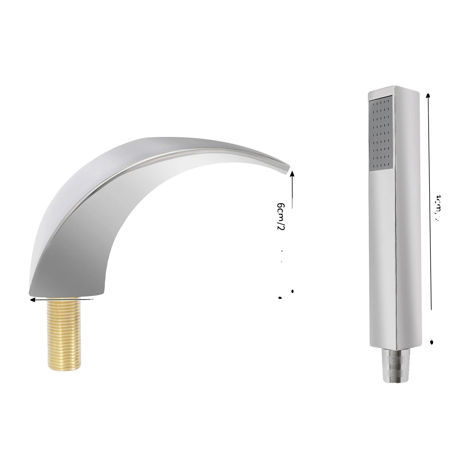 Wasserfall-wasserhahn, Handbrause, Modernes Design, Silber