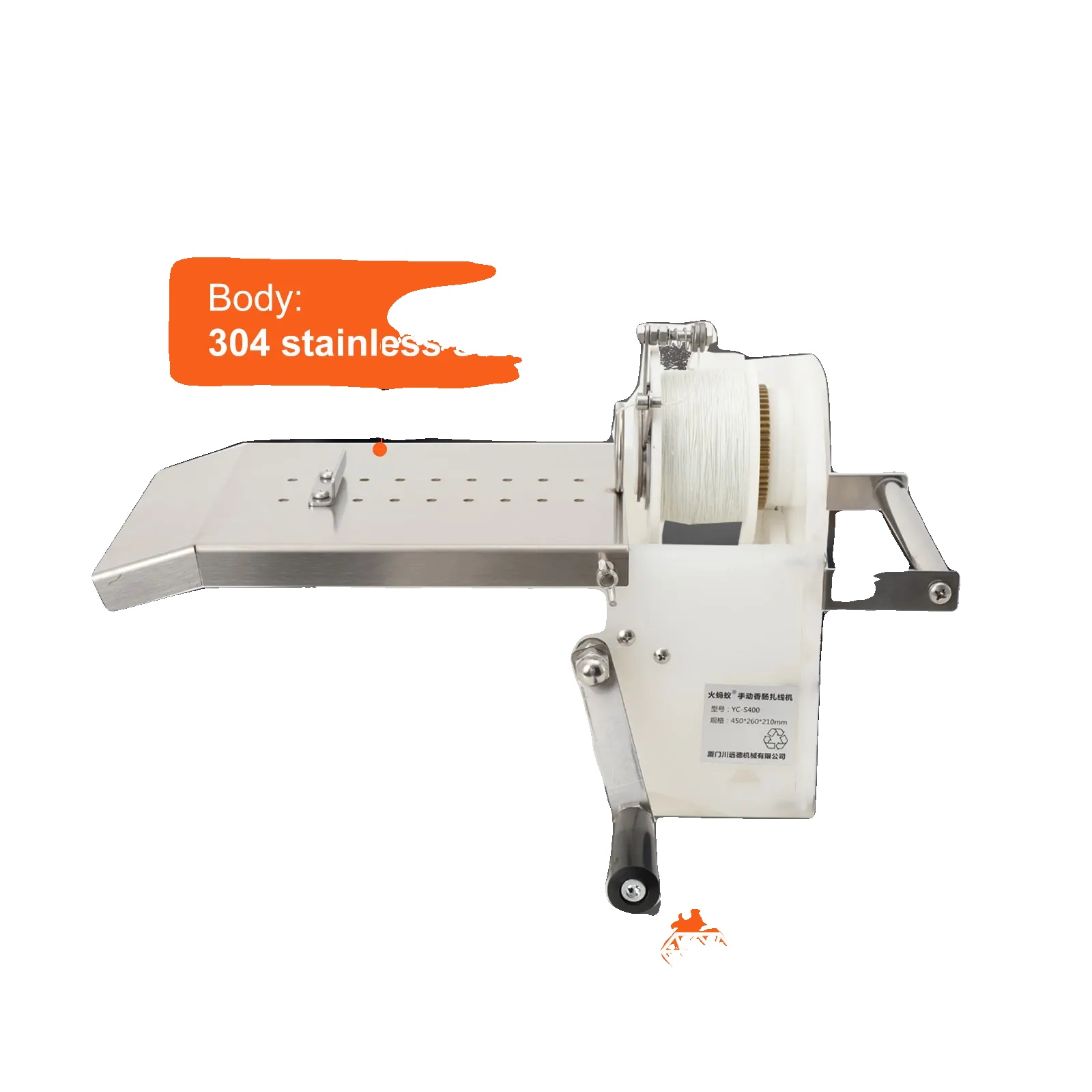 Manuelle Wurstbindemaschine, 304 Edelstahl, 460mm X 250mm X 210mm, Wurstdurchmesser 0-42mm, Bindegeschwindigkeit 50 Knoten/min, Gewicht 3,5kg