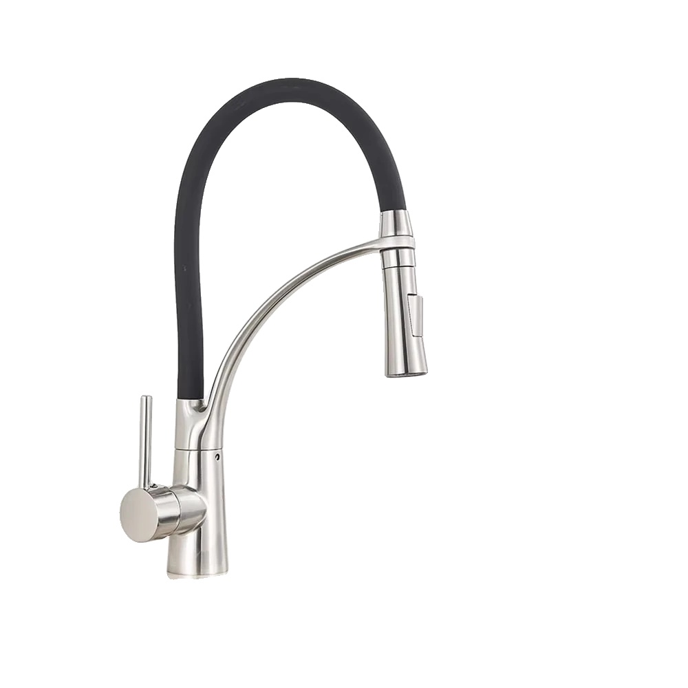 Küchenspülenarmatur, Ausziehbares Design, Robuste Messingkonstruktion, Bürstetes Nickel