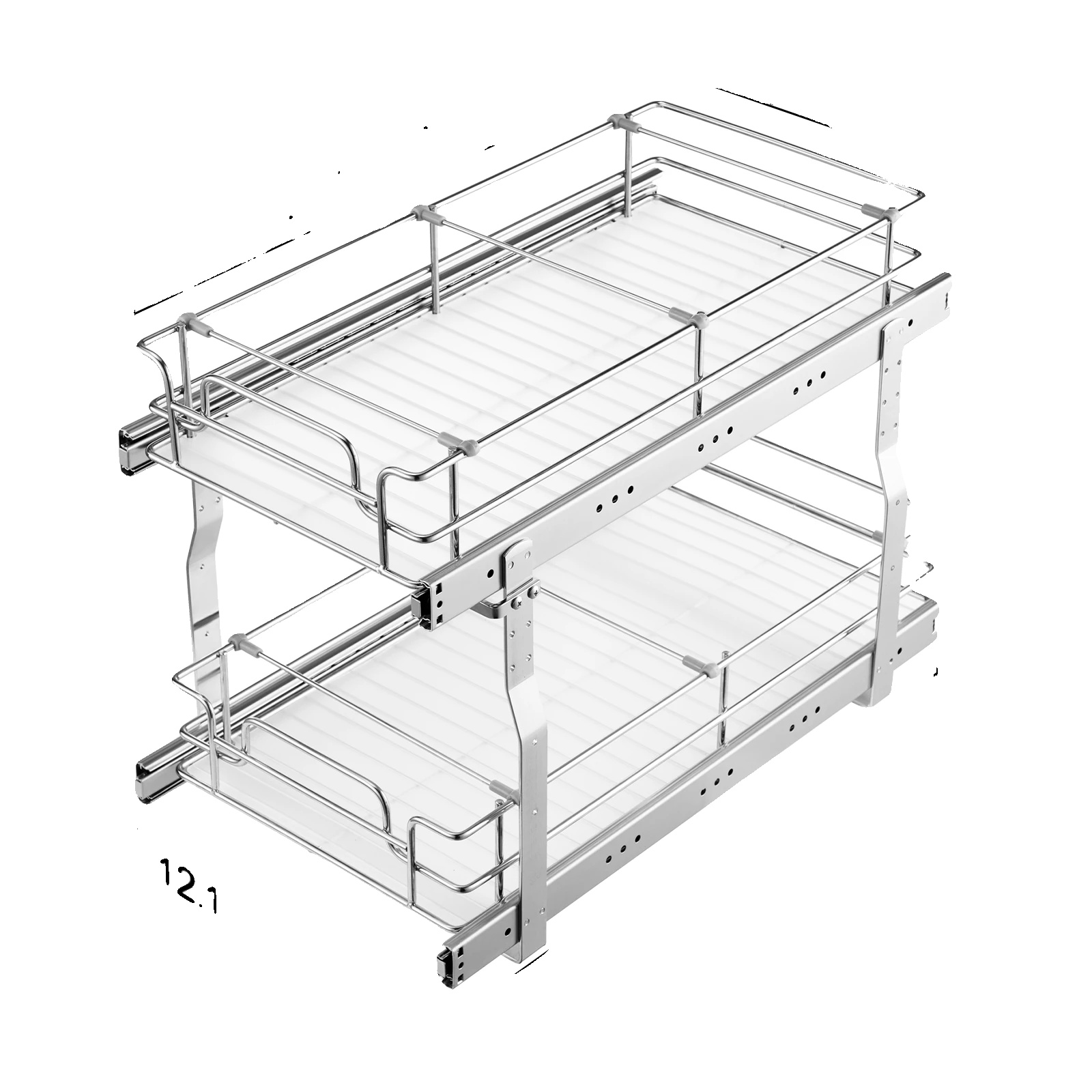 Ausziehbarer Schrankorganisator, Robustes Edelstahl, Verstellbare Trennwände, 12inch