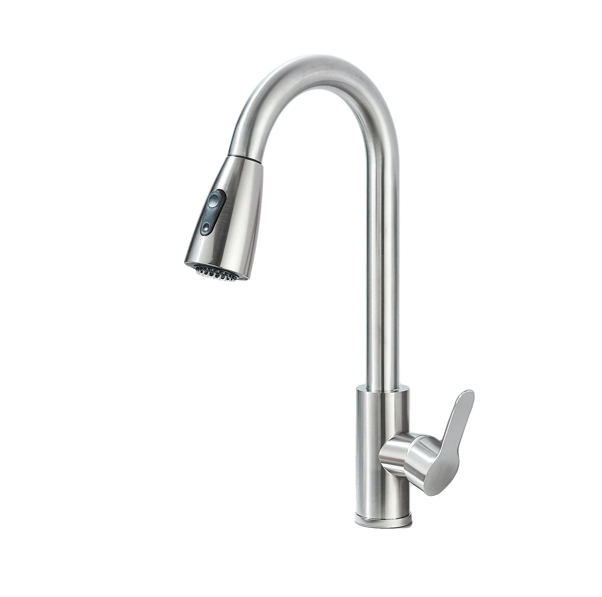 Küchenarmatur, Flexibler Ausziehschlauch, Drehbare Sprühfunktion, Bürstetes Nickel