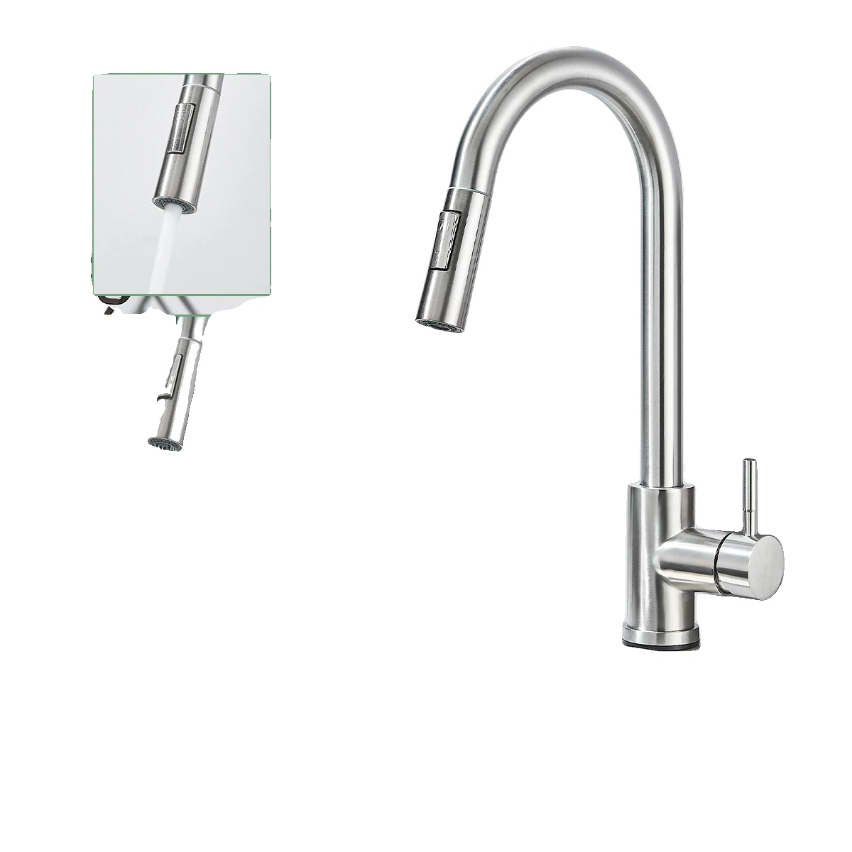 Küchenarmatur, Ausziehbare Sprühfunktion, Einhebelsteuerung, Bürstetes Nickel