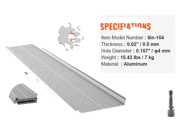 Dachrinnenabdeckung, Aluminiumkonstruktion, Verstellbare Passform, 6in26stück
