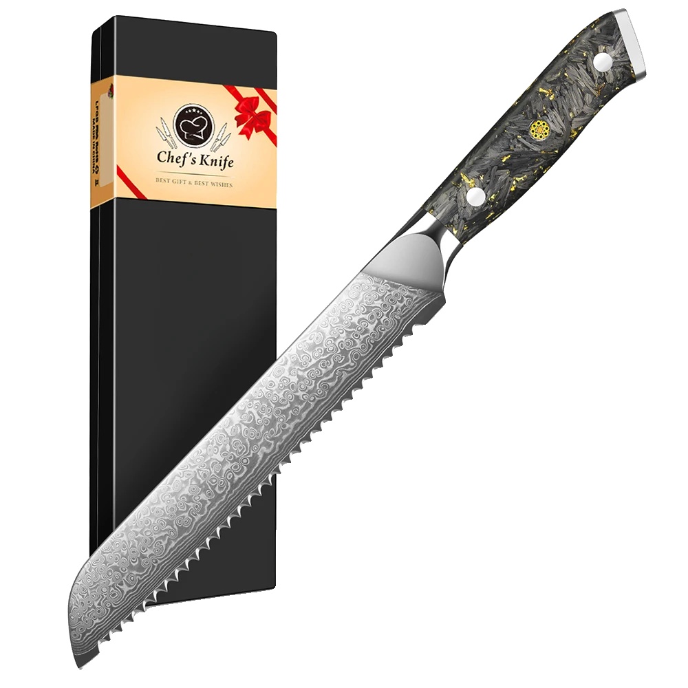 Brotmesser, Damaststahl, Ergonomischer Griff, Brotmesser