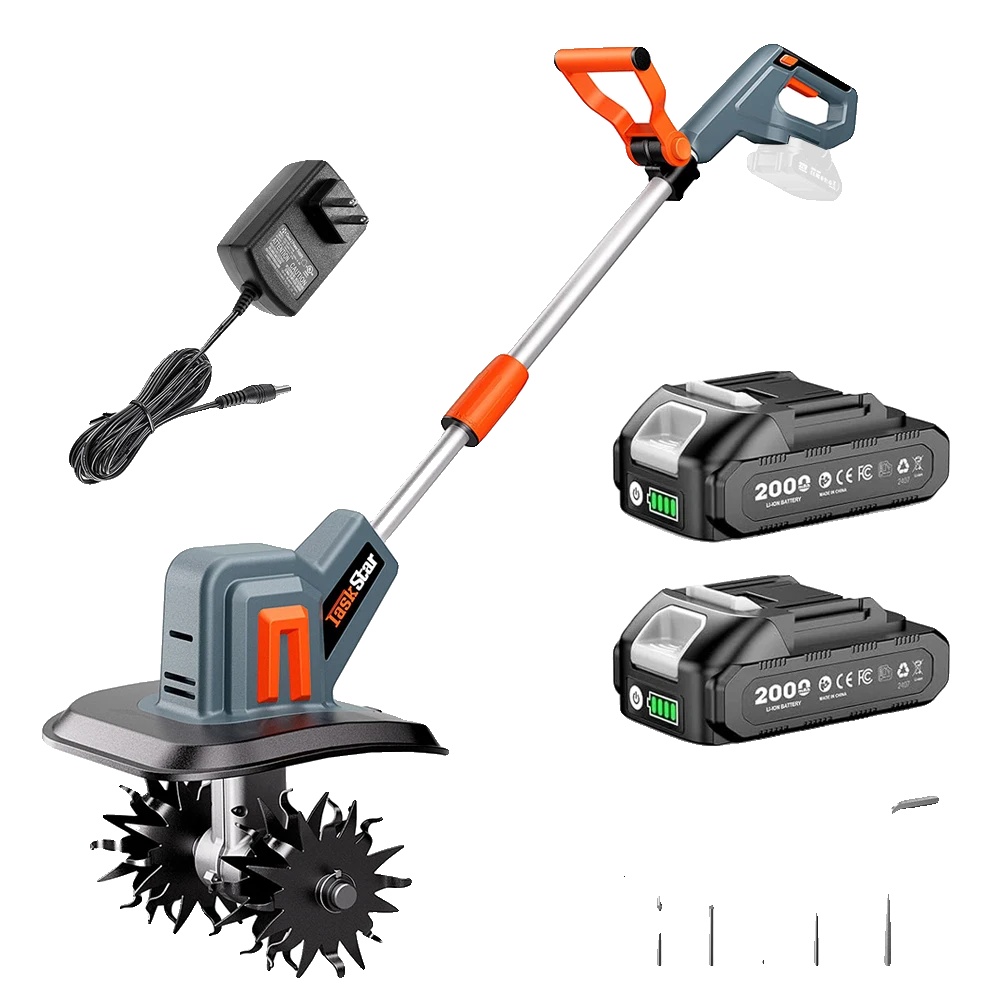 Akku-kultivator, 360 U/min Leistung, 48 Robuste Stahlzinken, Zwei 2.0ah Batterien, Eu-a