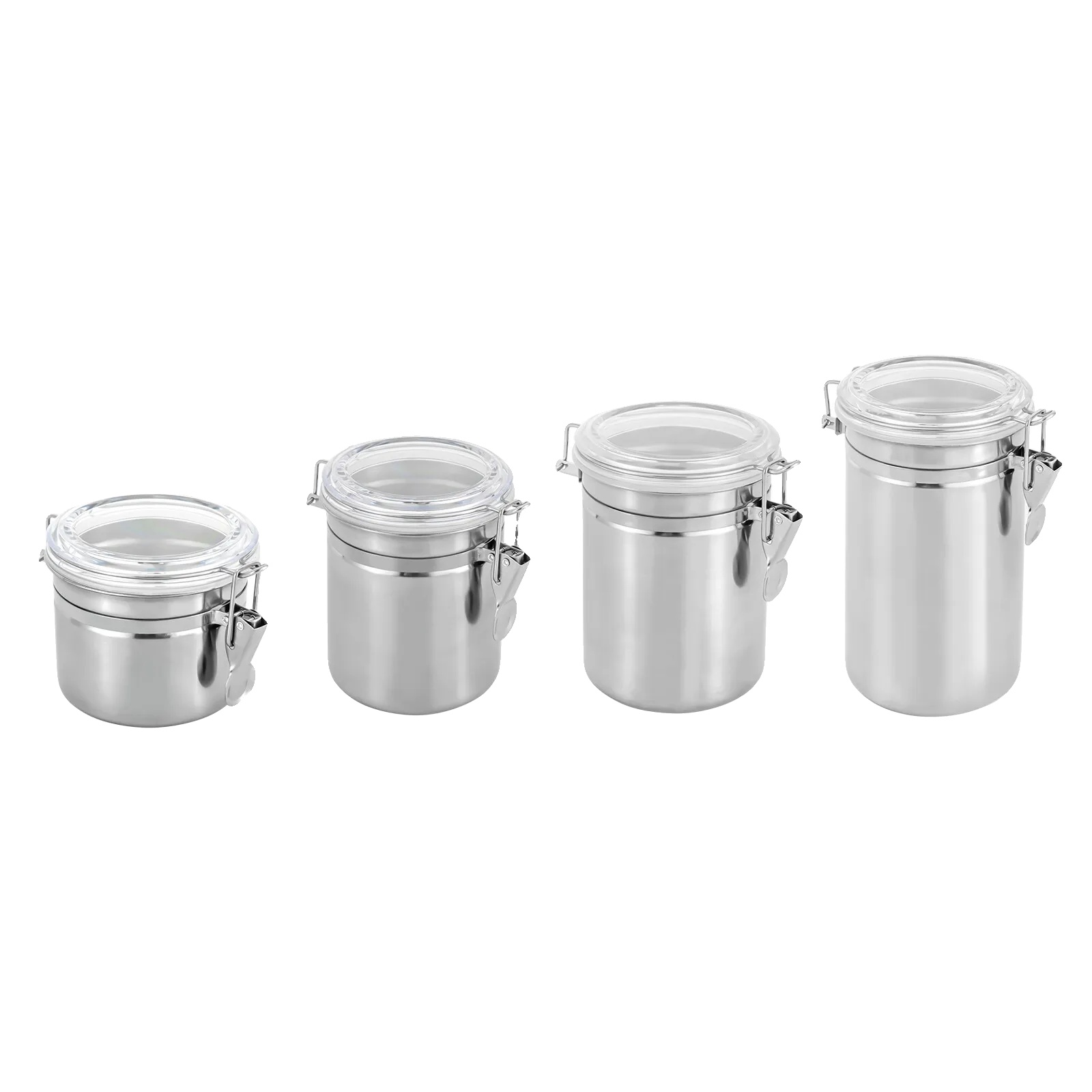 Aufbewahrungsdosen, Edelstahl, Stapelbares Design, Silber