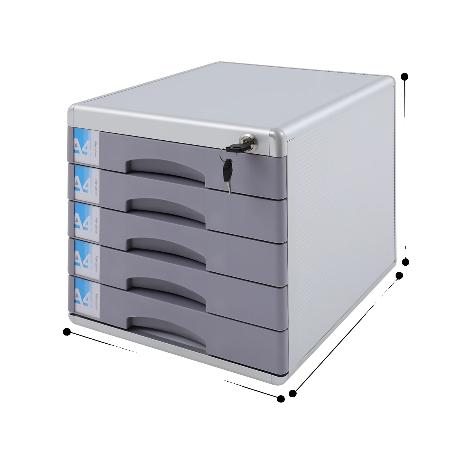 Schubladenorganizer, 5-stufiges Design, Abschließbare Schubladen, Silber