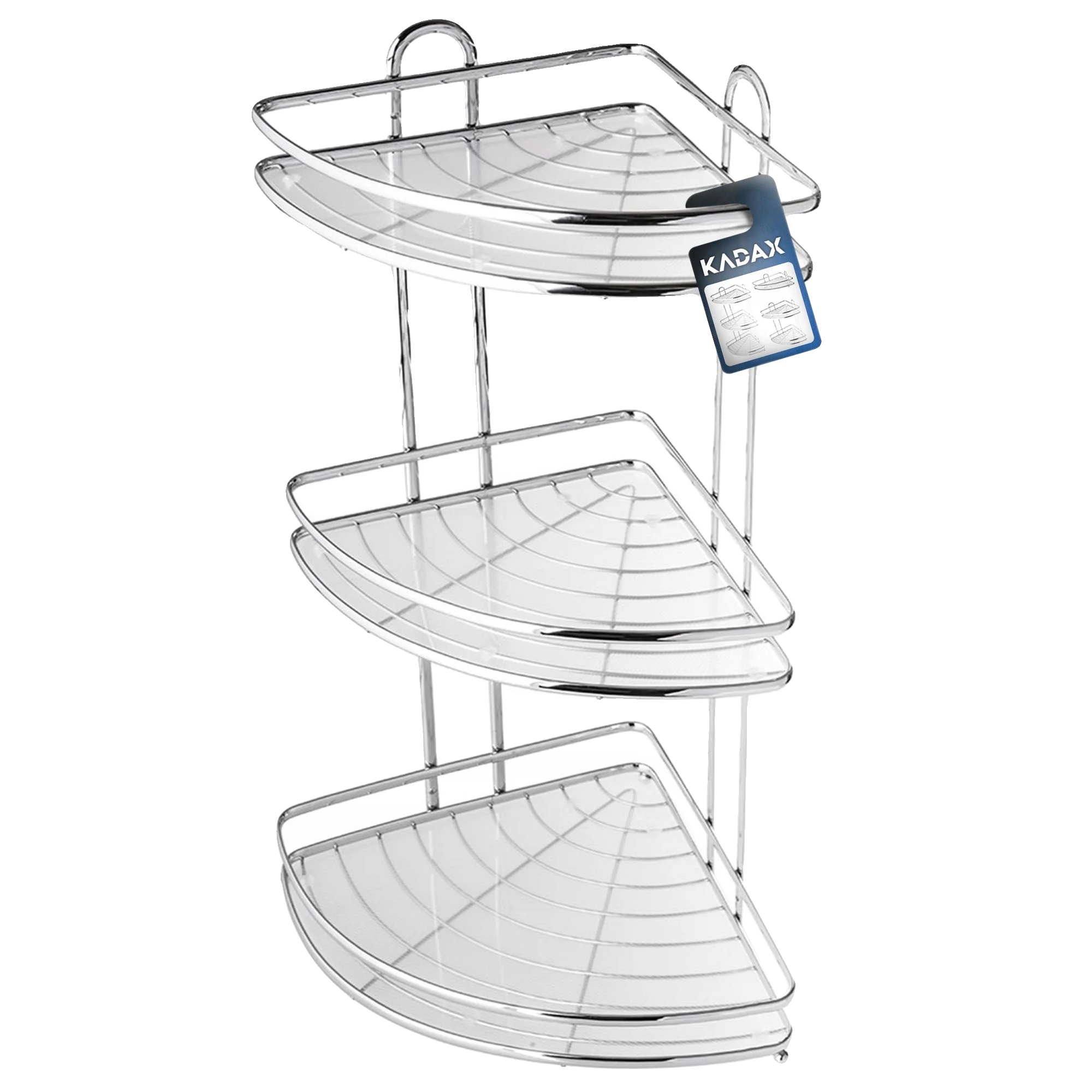 Eck-duschregal, Chrommaterial, 3-stufiges Design, Höhe 85 Cm, Breite 27,5 Cm, Wandmontage