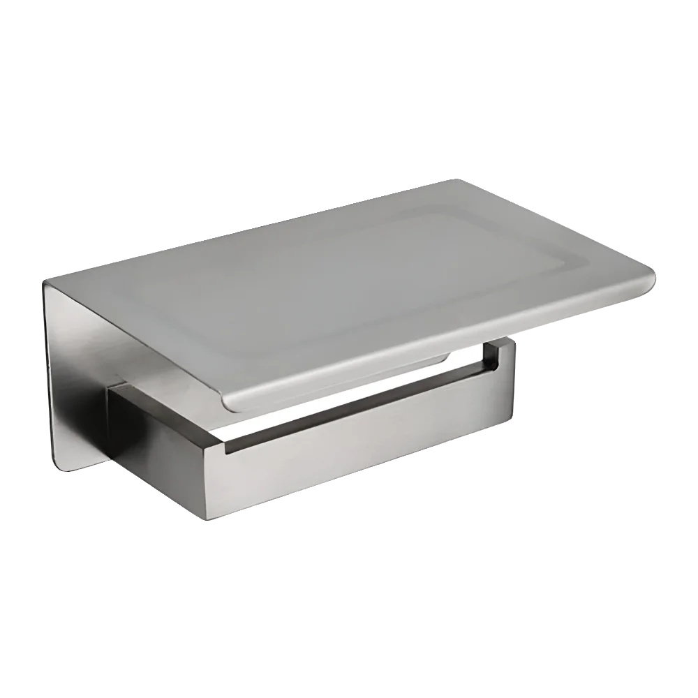Toilettenpapierhalter, Edelstahl, Wandmontierte Ablage, Silber