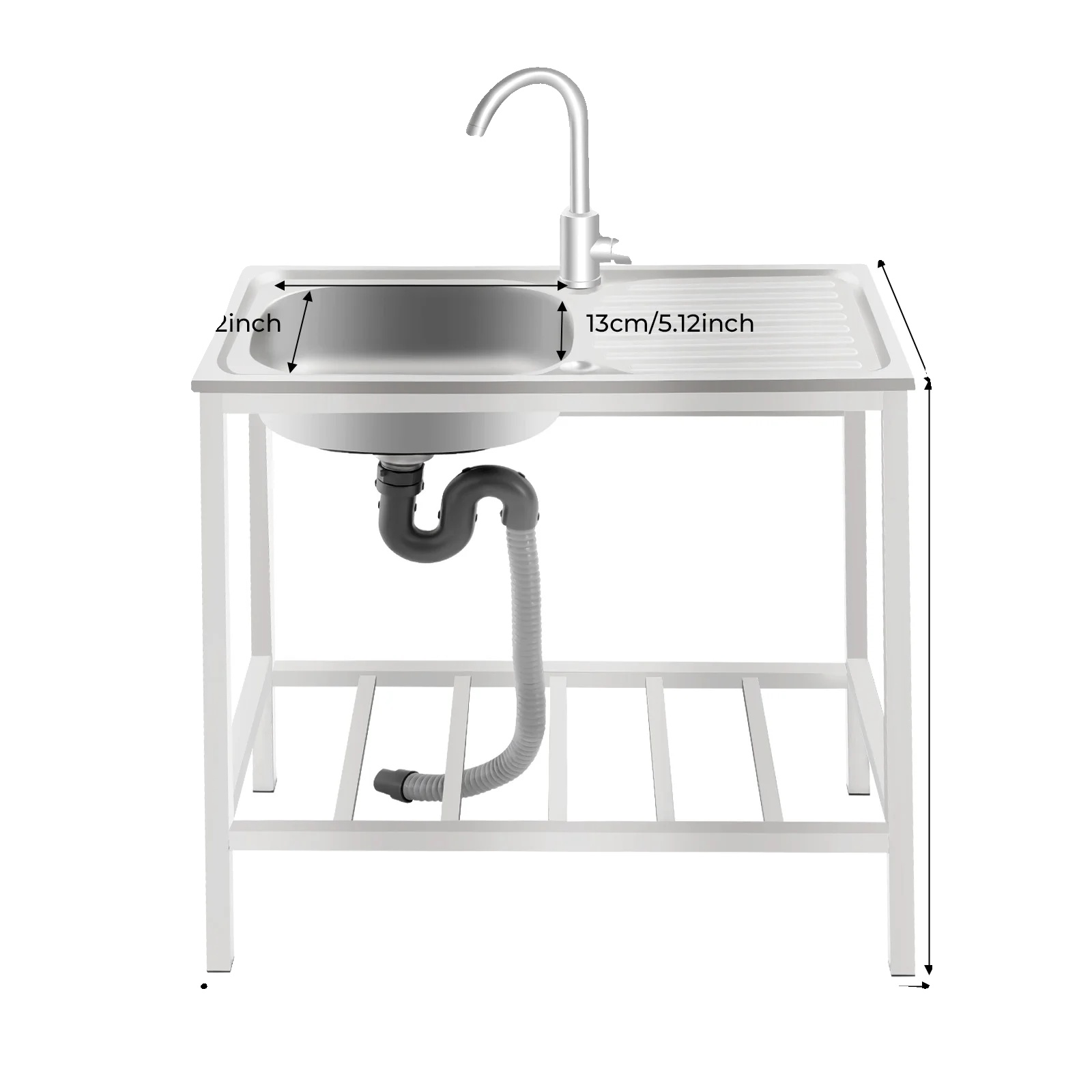 Küchenspüle, Drehbarer Wasserhahn, Hohe Tragfähigkeit, Silber