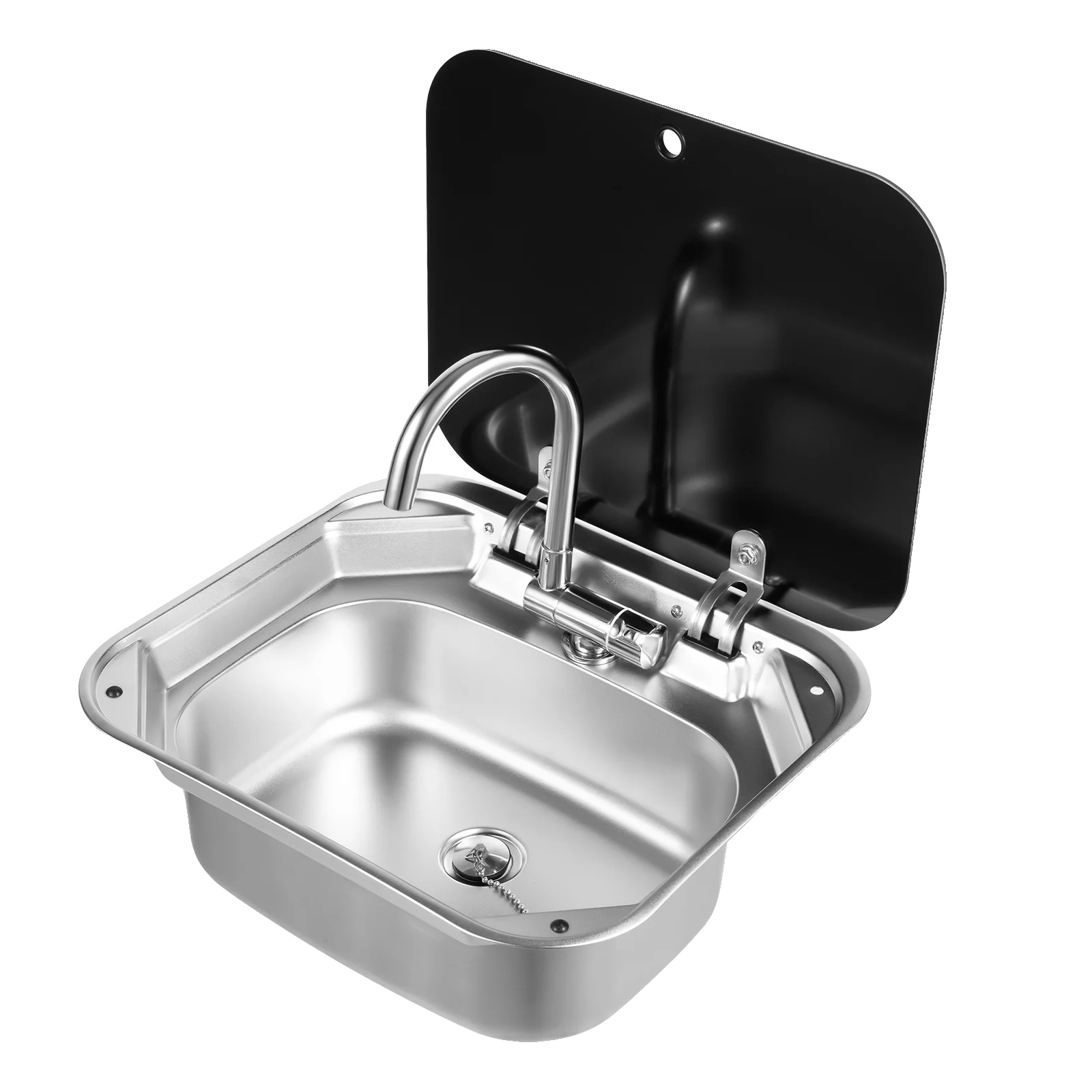 Camping-spüle-set, Faltbares Design, 360-grad Wasserhahnrotation, Silber