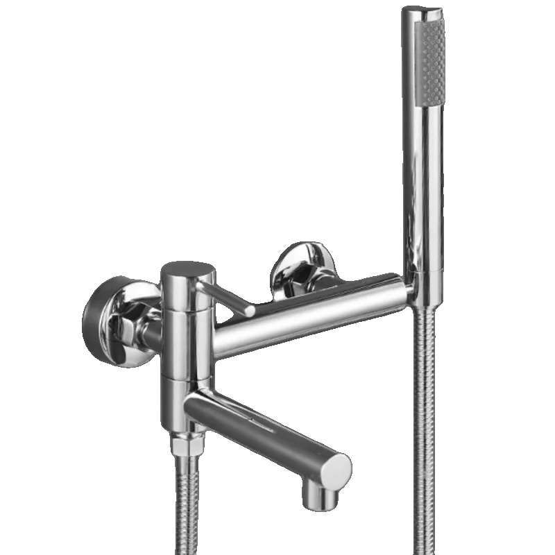 Badewannenarmatur, Wandmontage, Messingkonstruktion, Chrom