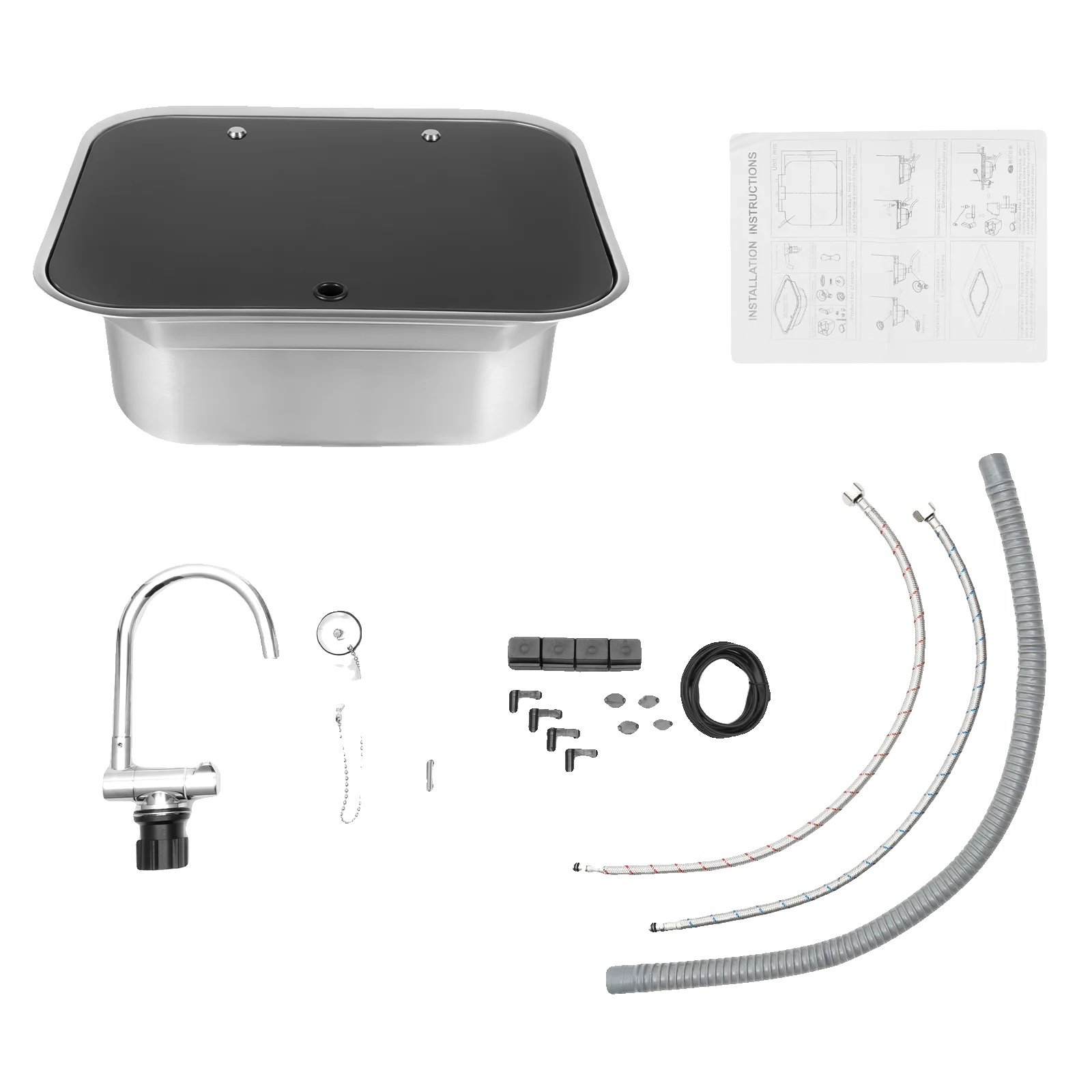 Rv-spüle, Platzsparendes Design, Langlebige Konstruktion, Silber