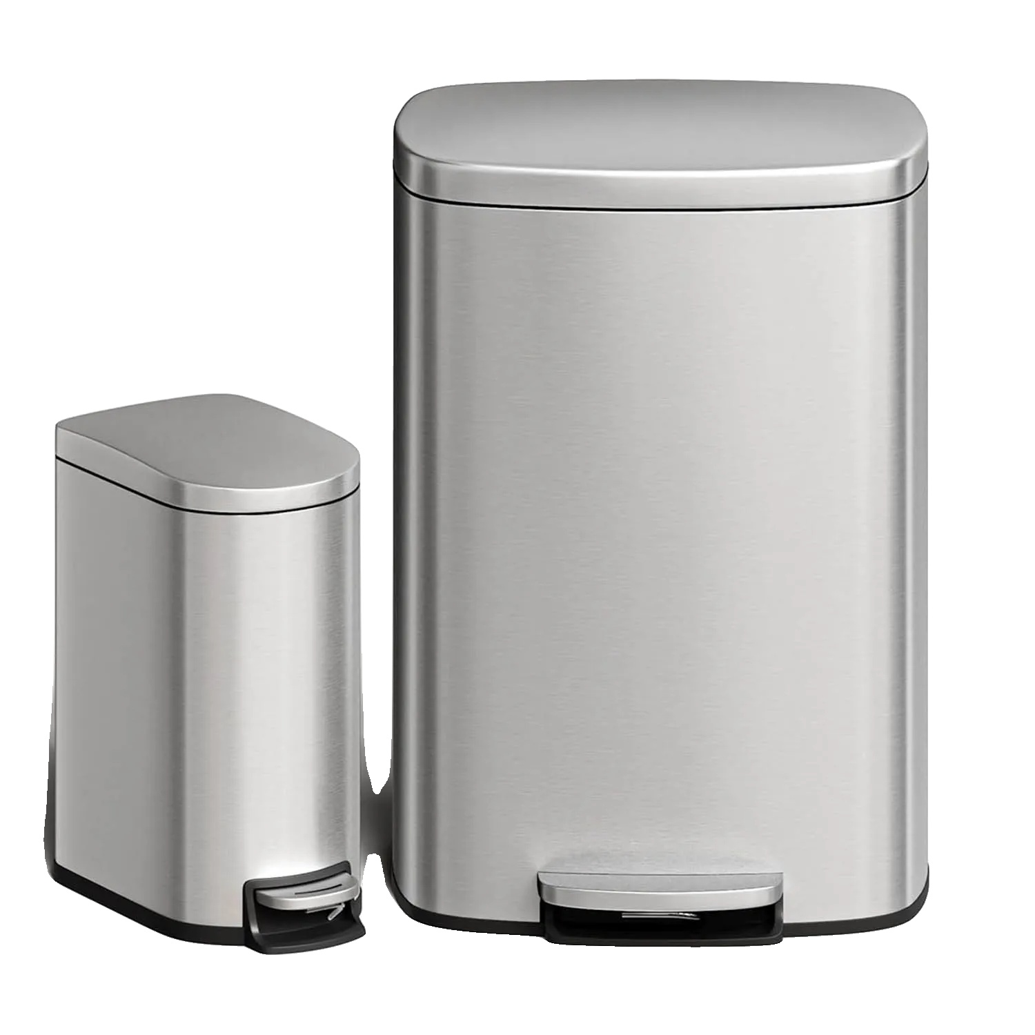 Mülltonnen-combo-set, Rostfreies Design, Berührungslose Bedienung, Silber