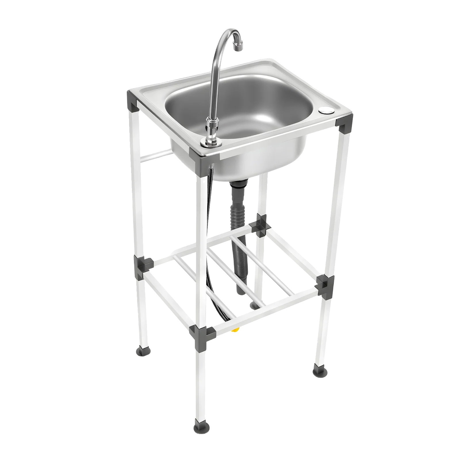 Waschbecken, Edelstahlkonstruktion, Freistehendes Design, Silber