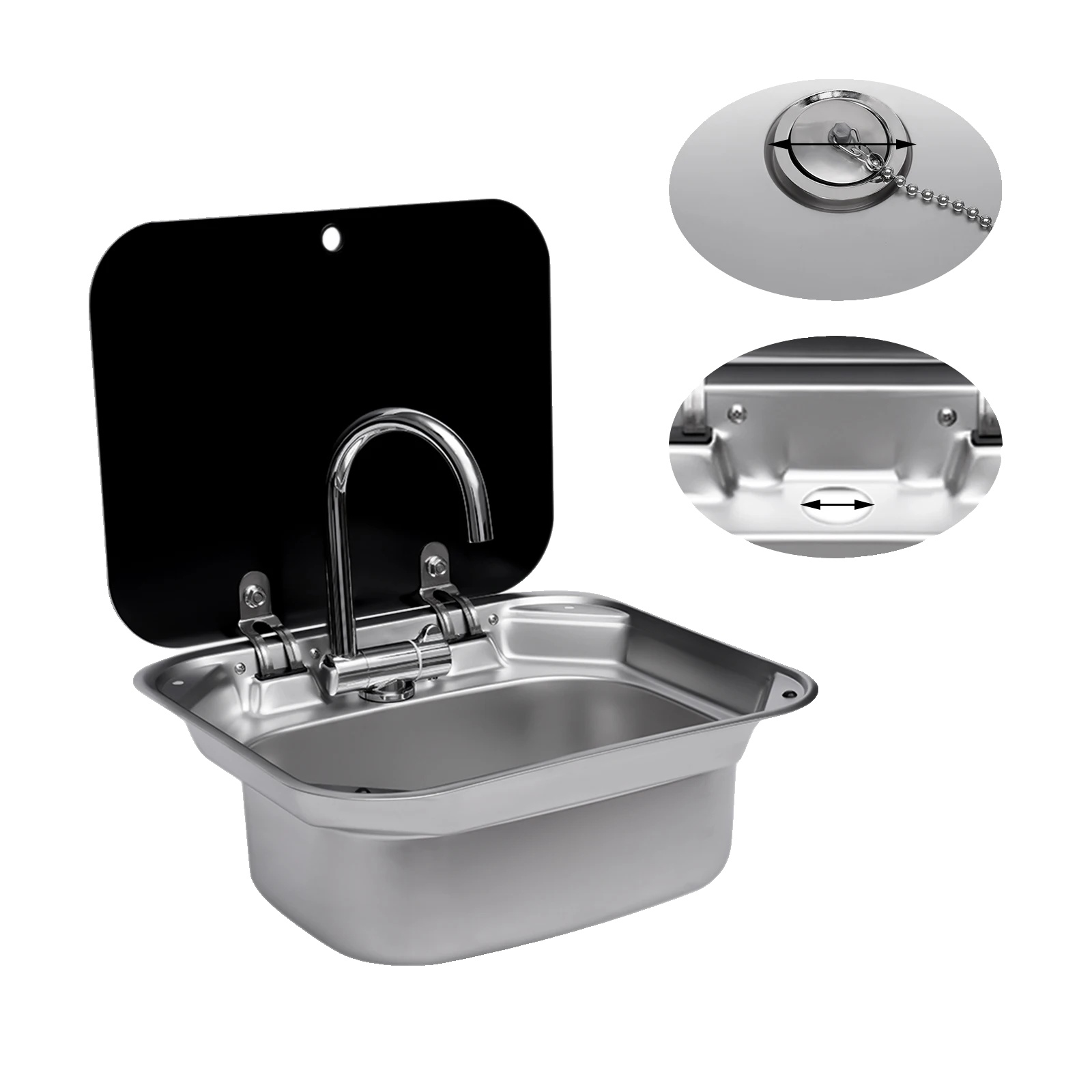 Handwaschbecken, Drehbarer Warm-/kaltwasserhahn, Platzsparendes Design, Silber