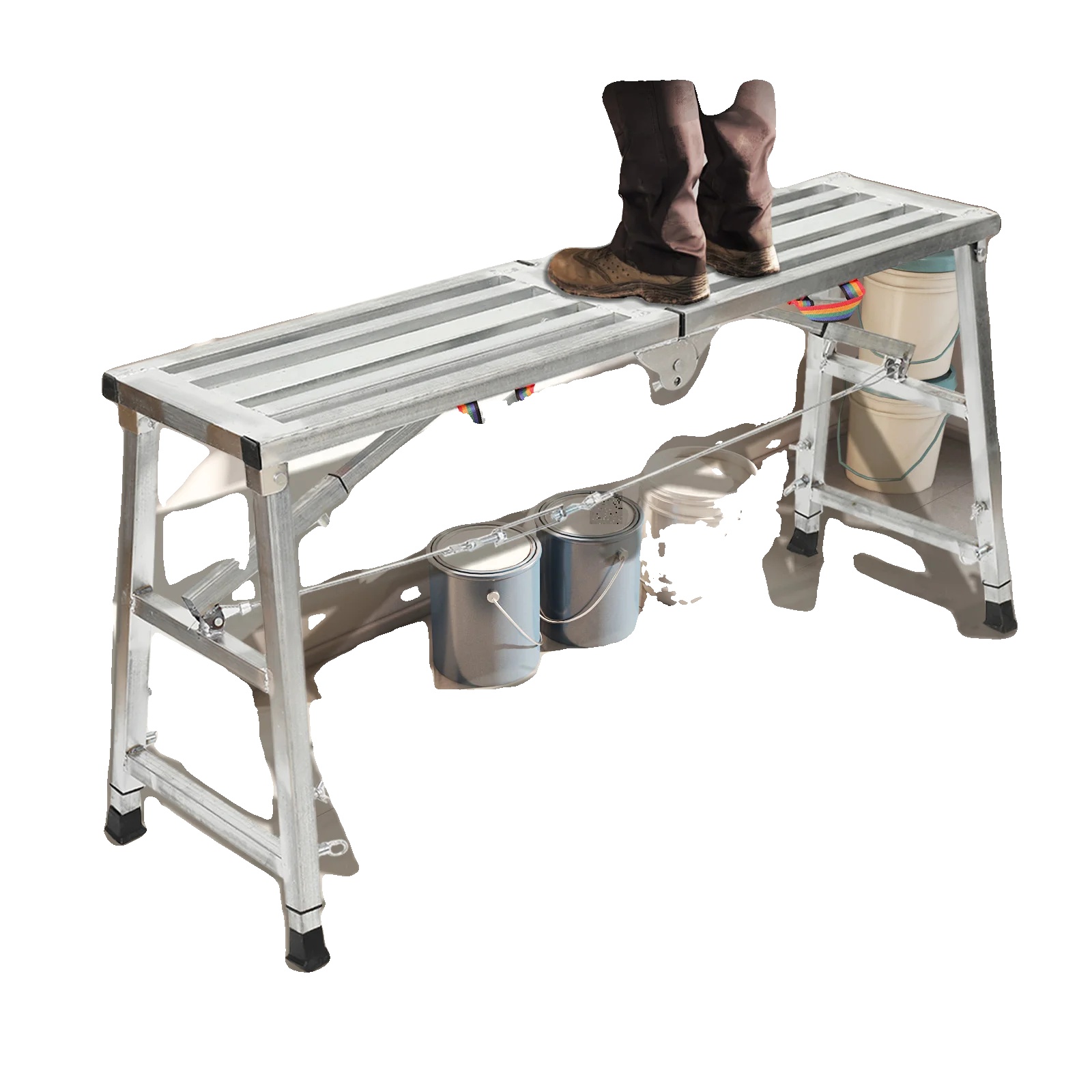 Faltbare Gerüstplattform, Verstellbare Höhe 60 Cm Bis 90 Cm, Maximale Belastung 200 Kg, Verstärkte Rohrkonstruktion, Rutschfeste Füße