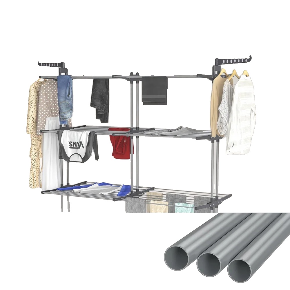 Wäscheständer, Höhe 176 Cm, Länge 200,5 Cm, Grundlänge 150 Cm, Vier Ebenen, Verstellbares Trocknungsdesign